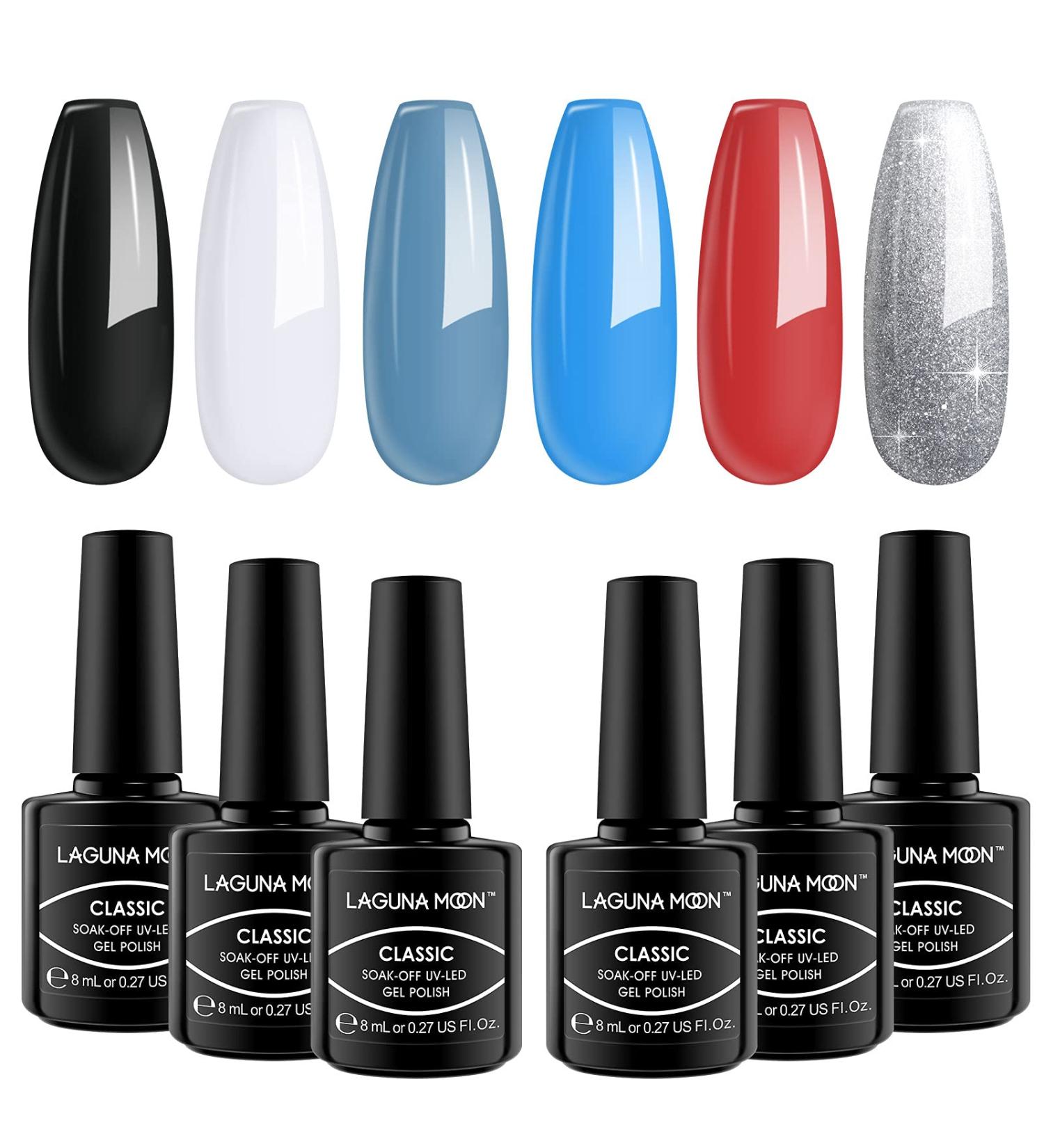 LagunaMoon Gel Nail Polish Set - 6 Color High-Shine Kit for Salon Quality DIY Nails - Pretty Little Fireworks Collection - Buy Online on GoSupps.com