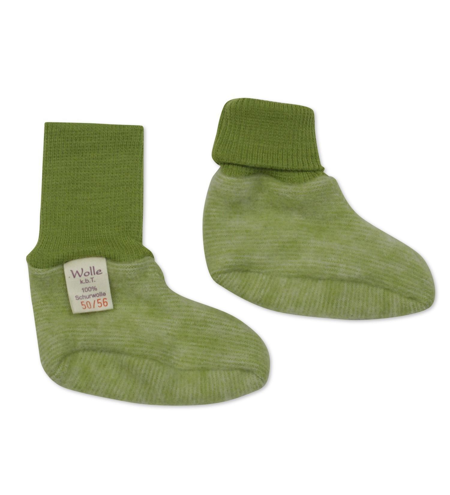 Cosilana Baby Fleece Booties 60% Wool (Organic) 40% Cotton (Organic) (Non-Slip Soles for Sizes EU 62/68 and Up) 3-6 Months Green Melange