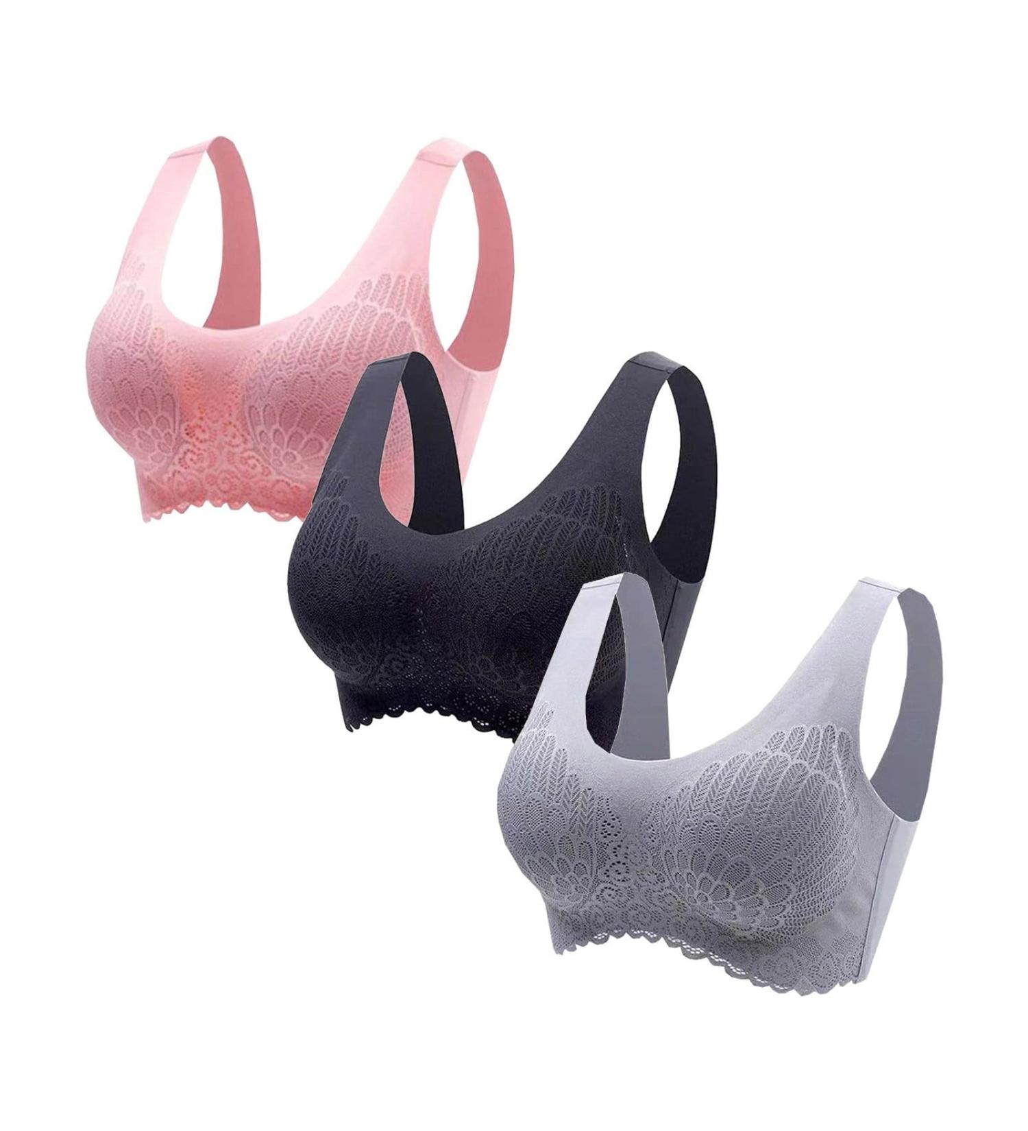 Shop Plus Size Wire Free Bras for Women - 3 Pack Sports Underwear | Super Push Black Vest - Buy Online on GoSupps.com