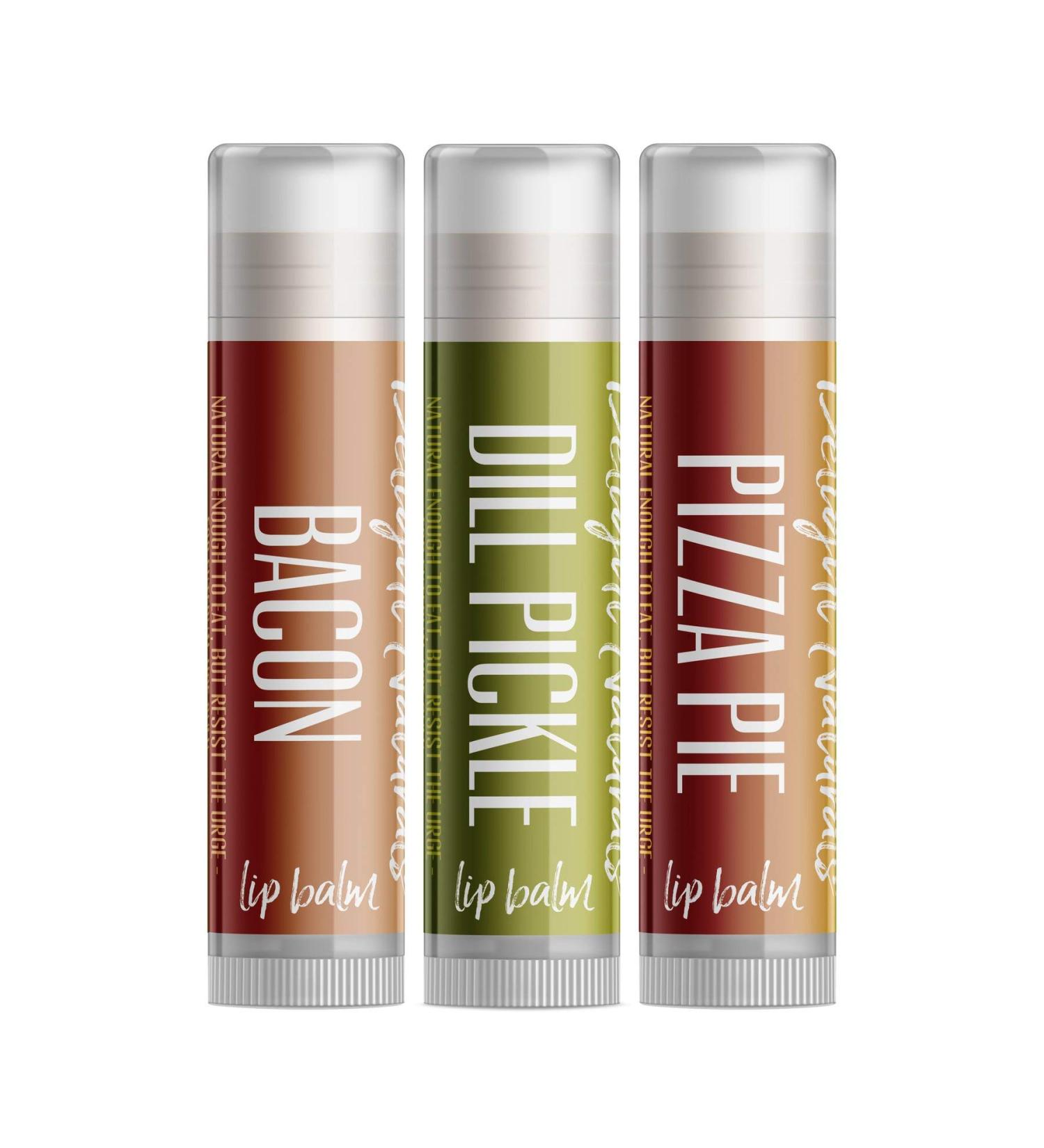 Delight Naturals Weird Flavor Fun Lip Balm Set - Dill Pickle Pizza and Bacon 0.15 oz (Pack of 3) - Buy Online on GoSupps.com