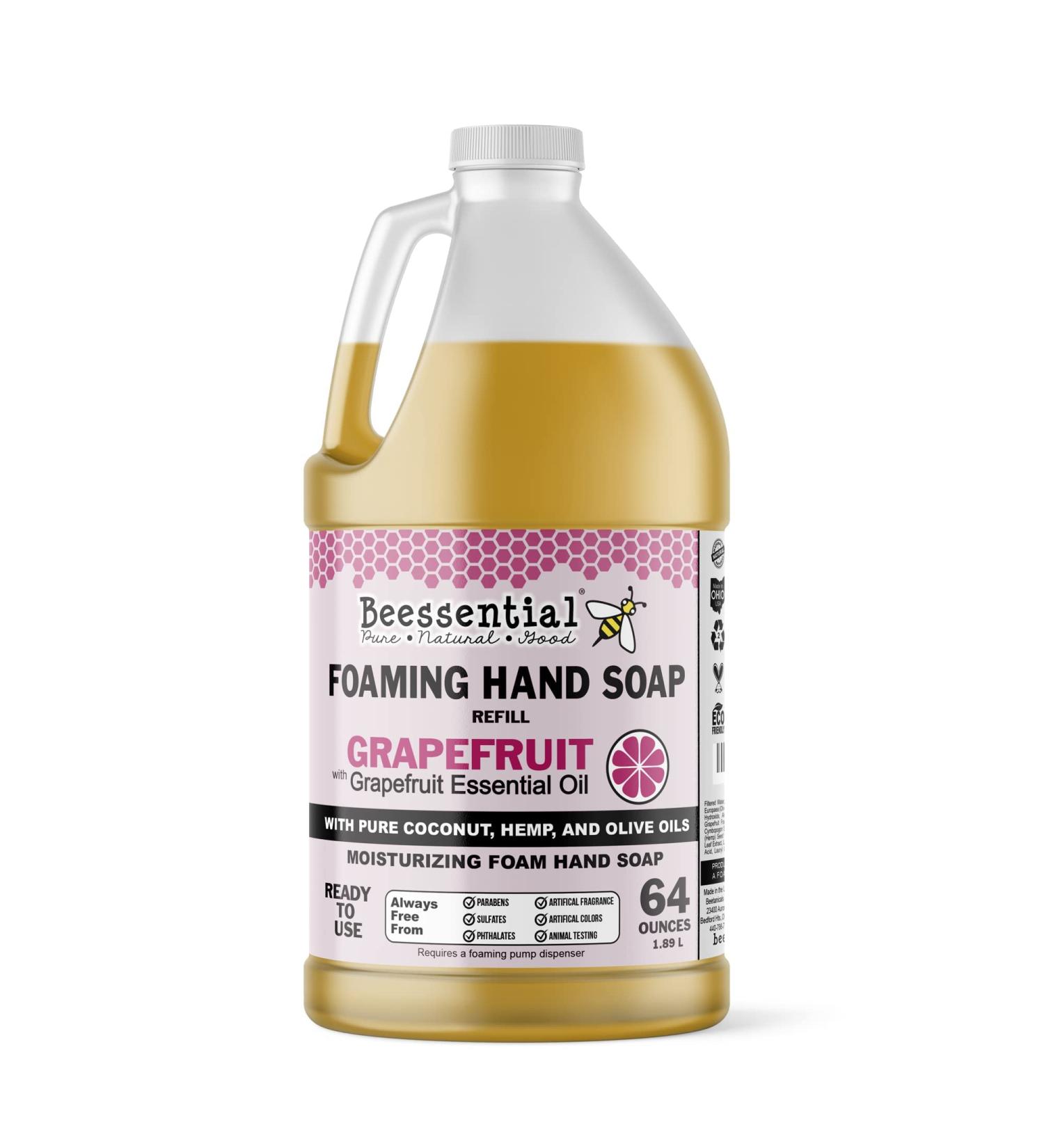 Beessential Grapefruit Foaming Hand Soap Refill 64 oz | All-Natural with Aloe & Honey | Made in USA - Buy Online on GoSupps.com