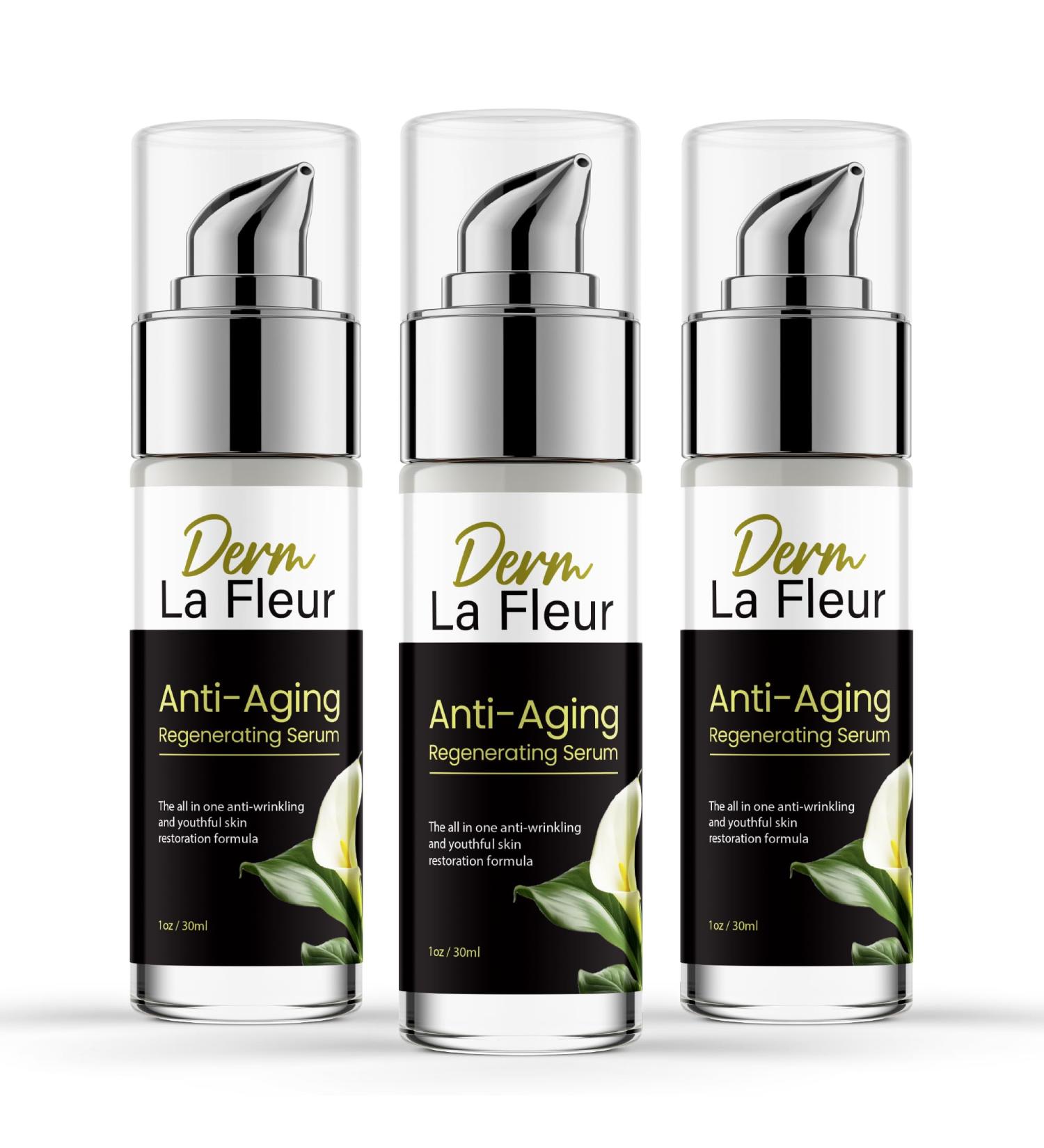 Derm Le Veux Anti Aging Serum Derm Le Veux Deluxe Skin Care Anti-Aging Skin Serum Dermleveux Serum Advanced Formula Maximum Strength Moisturizing Serum New 2024 Max Performance Blend (3 Bottles)