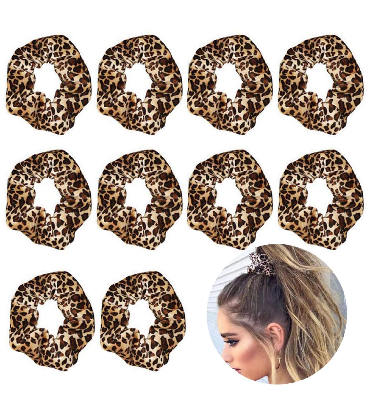 Luckycivia 10 Pcs Leopard Print Scrunchies Hair Bands - Stylish Hair Accessories for Women and Girls - Buy Online on GoSupps.com