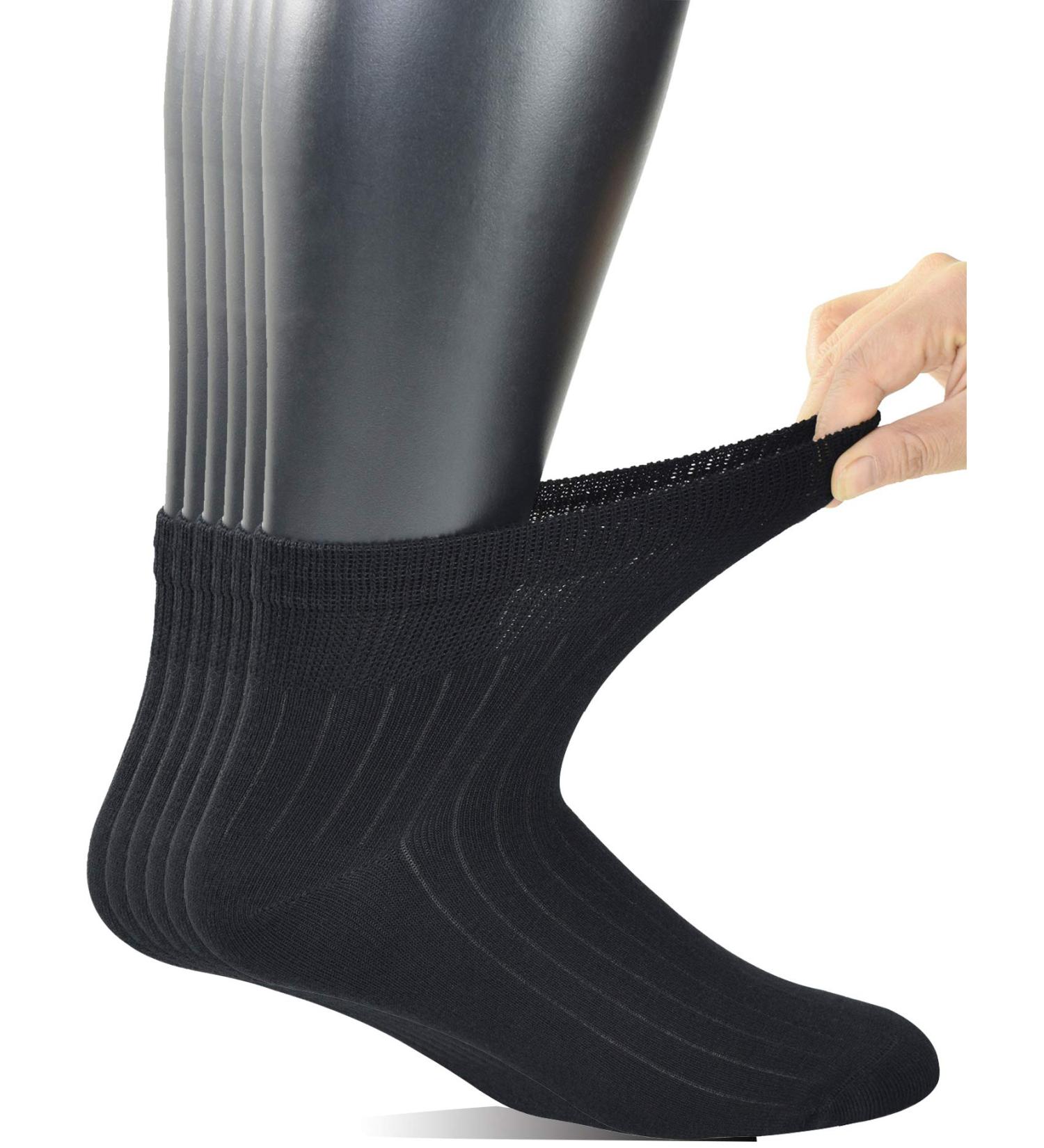 Yomandamor Mens Bamboo Diabetic Dress Ankle Socks 6-Pack Size 10-13 Black - Buy Online on GoSupps.com