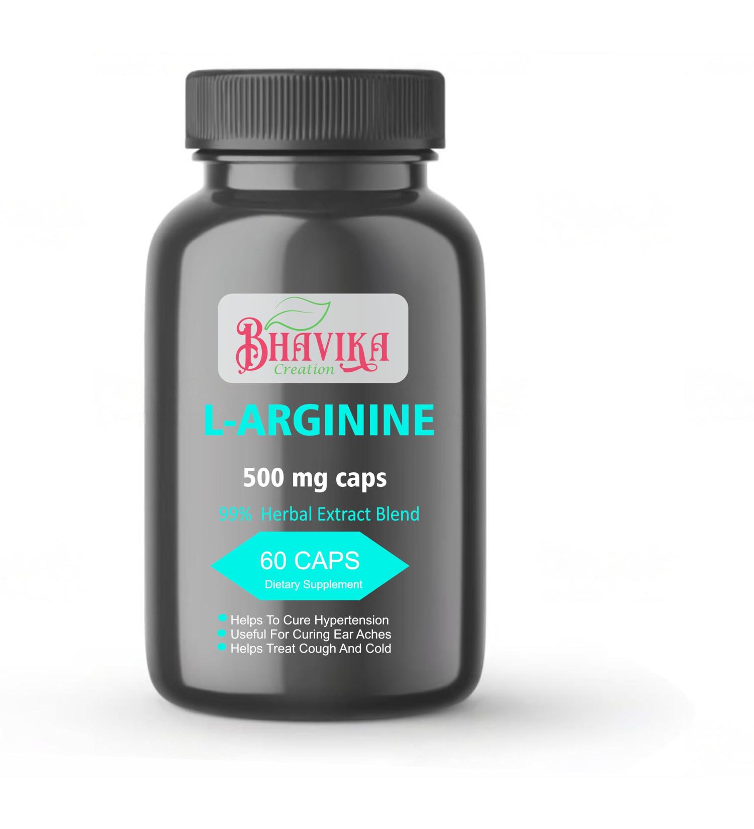 bhavika Creation L-Arginine Capsules 500mg 60 Count Herbal Ayurvedic Natural Supplement