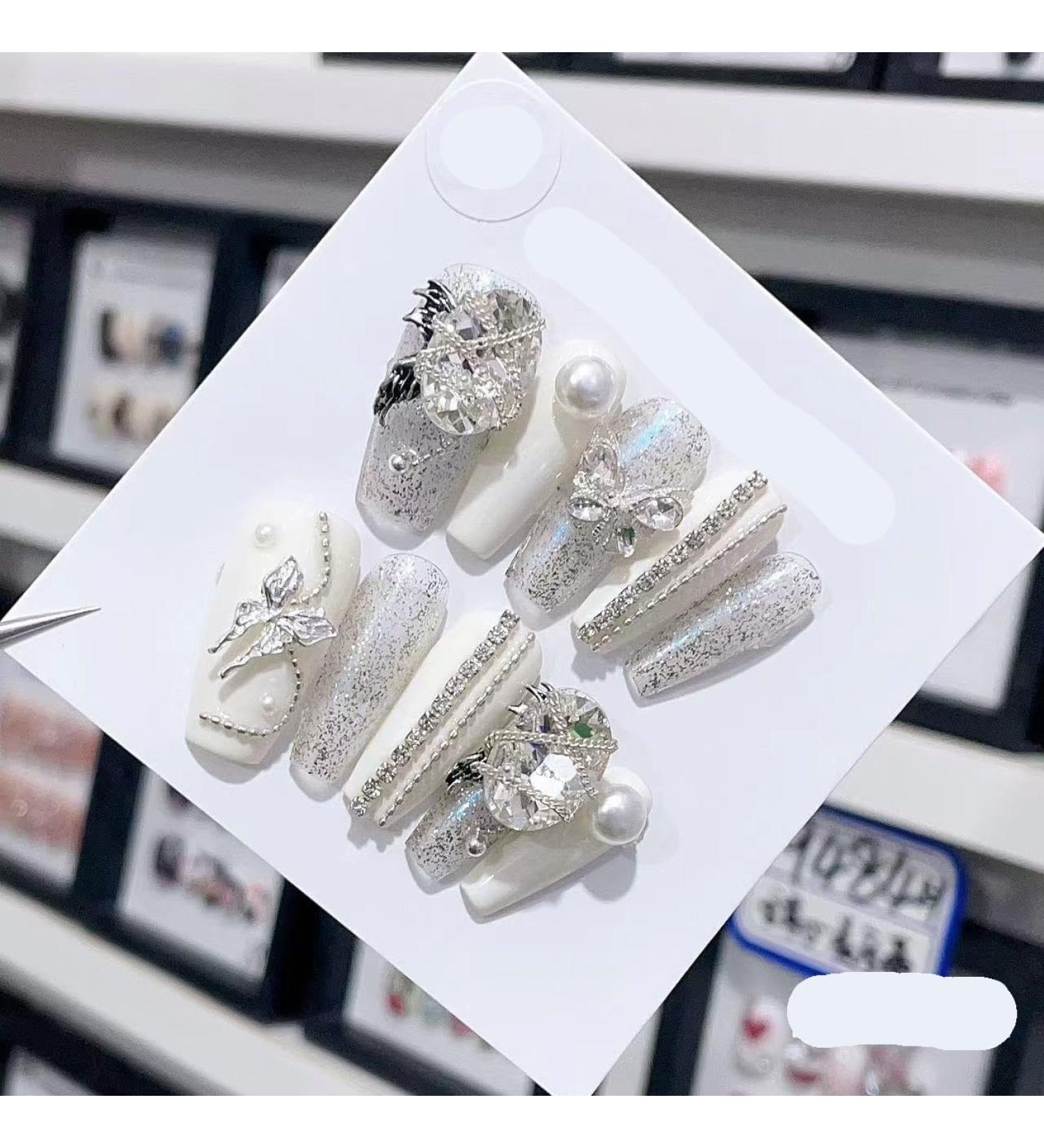 Removable and wearable nail art French Almond Ombre Handmade Press On Nails Long Acrylic False Nail Tips InNail (Color : 29162 Size : M) - Buy Online on GoSupps.com