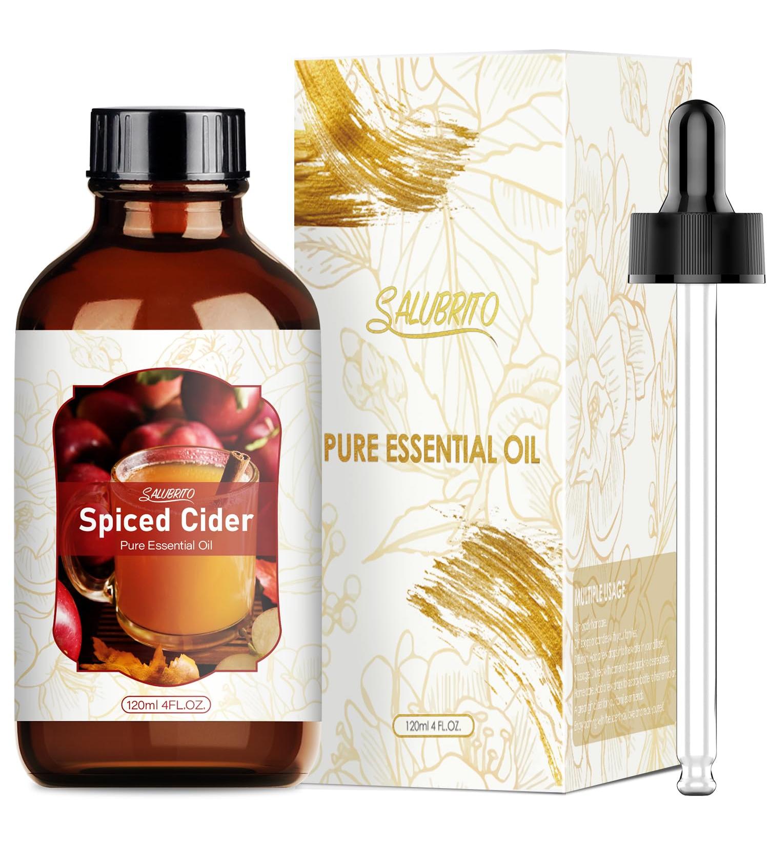 SALUBRITO Spiced Cider Essential Oil 120ml - Pure & Natural Aromatherapy Oil for Diffuser, Skin, Headache Relief, Sleep - Strong Scent for Candle & Soap Making - Buy Online on GoSupps.com
