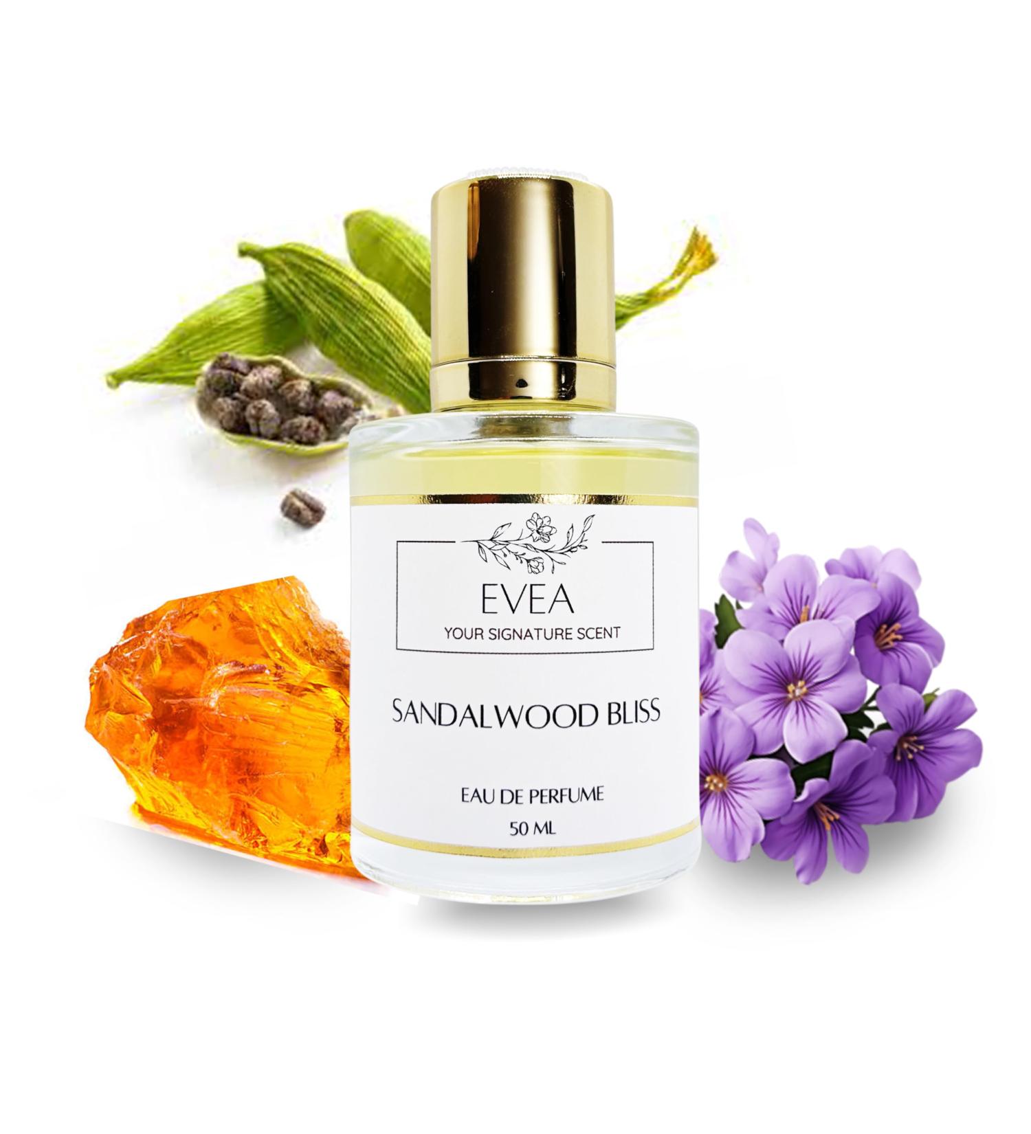 EVEA - Eau de Parfum - Sandalwood Bliss - Inspired by Le Lab.o Santal' 33 - Luxury Paraben Free Vegan Fragrance Unisex - 50ml Spray | 1.7 fl. oz - Buy Online on GoSupps.com