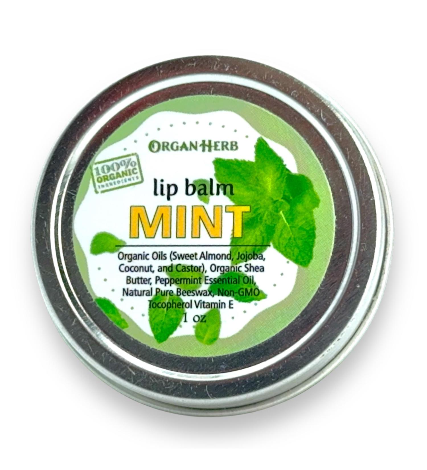 Organic Mint Lip Balm 1 oz Hydrating Mint Essence by OrganHerb - Buy Online on GoSupps.com