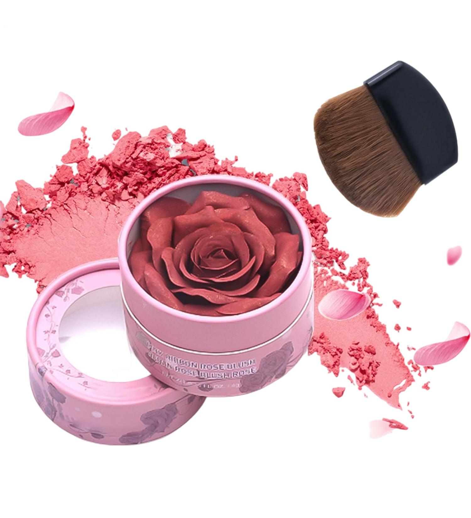 Cheek Blush 10ml 3D Rose Petal Design Adjustable Intensity | Powder Cheek Blush - For Travel Business Trip Home School Girlfriend Wife Friend Sister Daughter - Buy Online on GoSupps.com