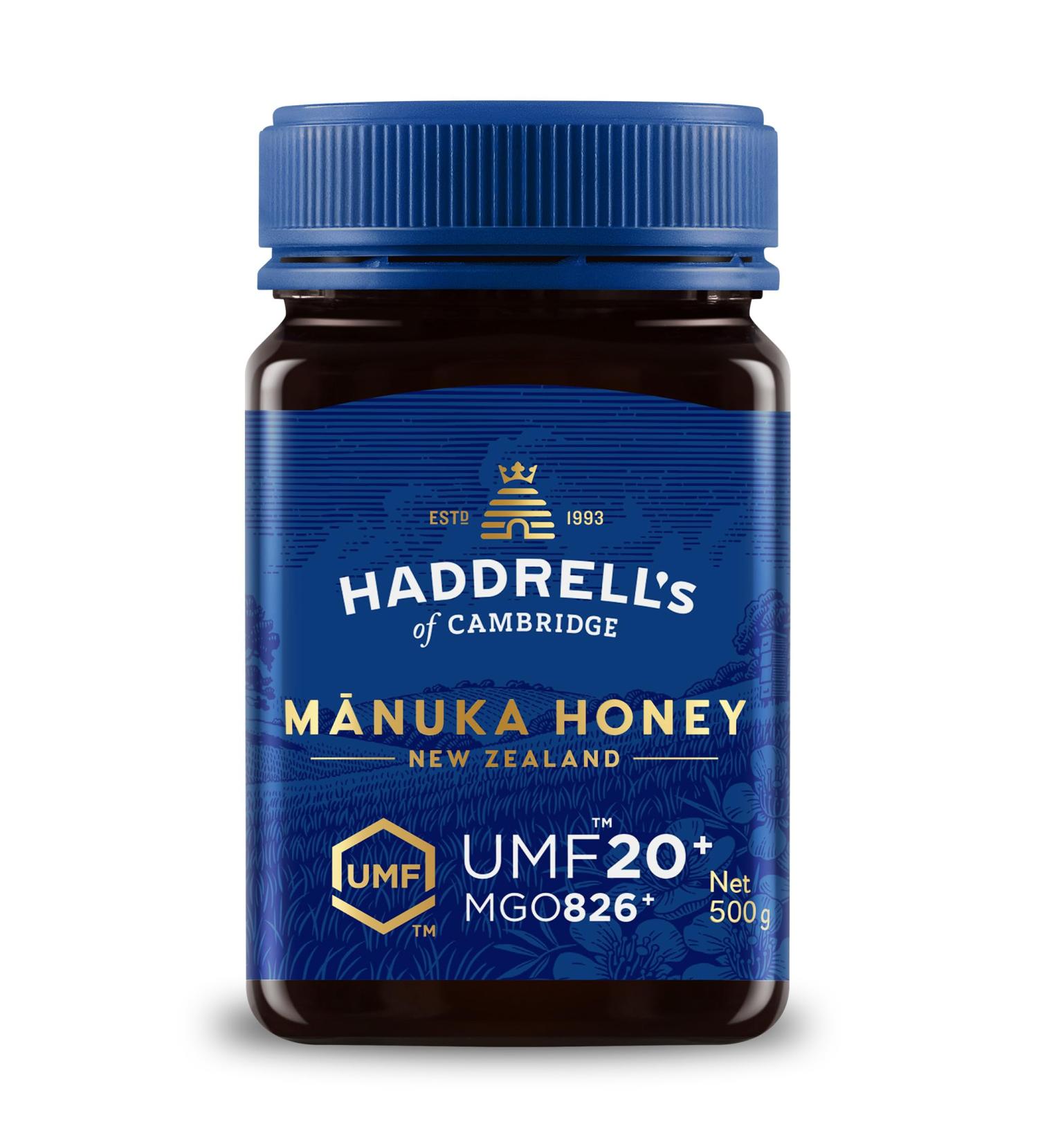 Haddrell's of Cambridge Miel de Manuka MGO 800+ (UMF 20+) 500g - Certifi de Nouvelle-Z lande - Riche en M thylglyoxal - Durable cru et haute teneur en MGO - Miel de qualit sup rieure - Buy Online on GoSupps.com