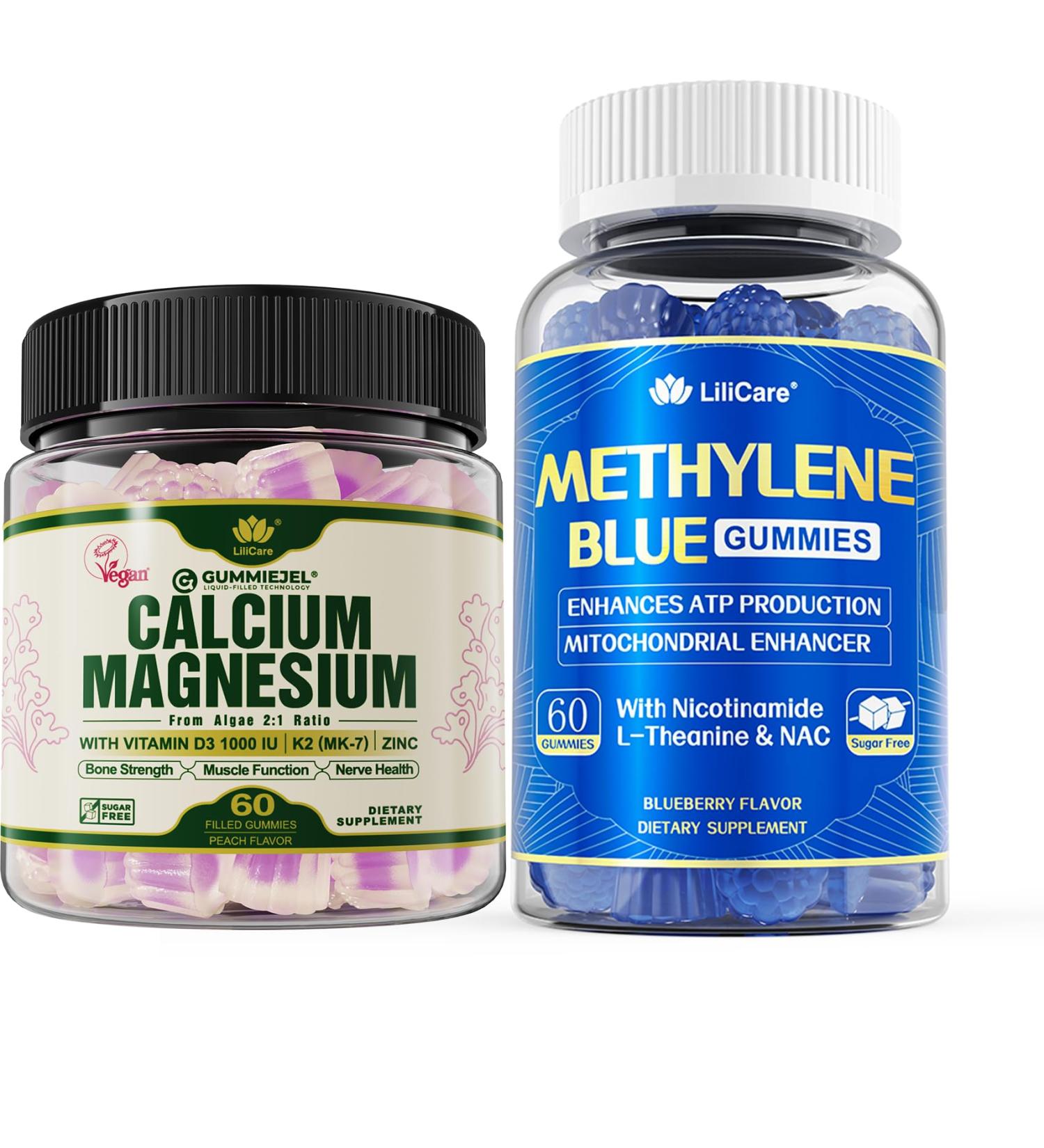 Plant Based Calcium Gummies 600mg + Methylene Blue Gummies for Human - Buy Online on GoSupps.com