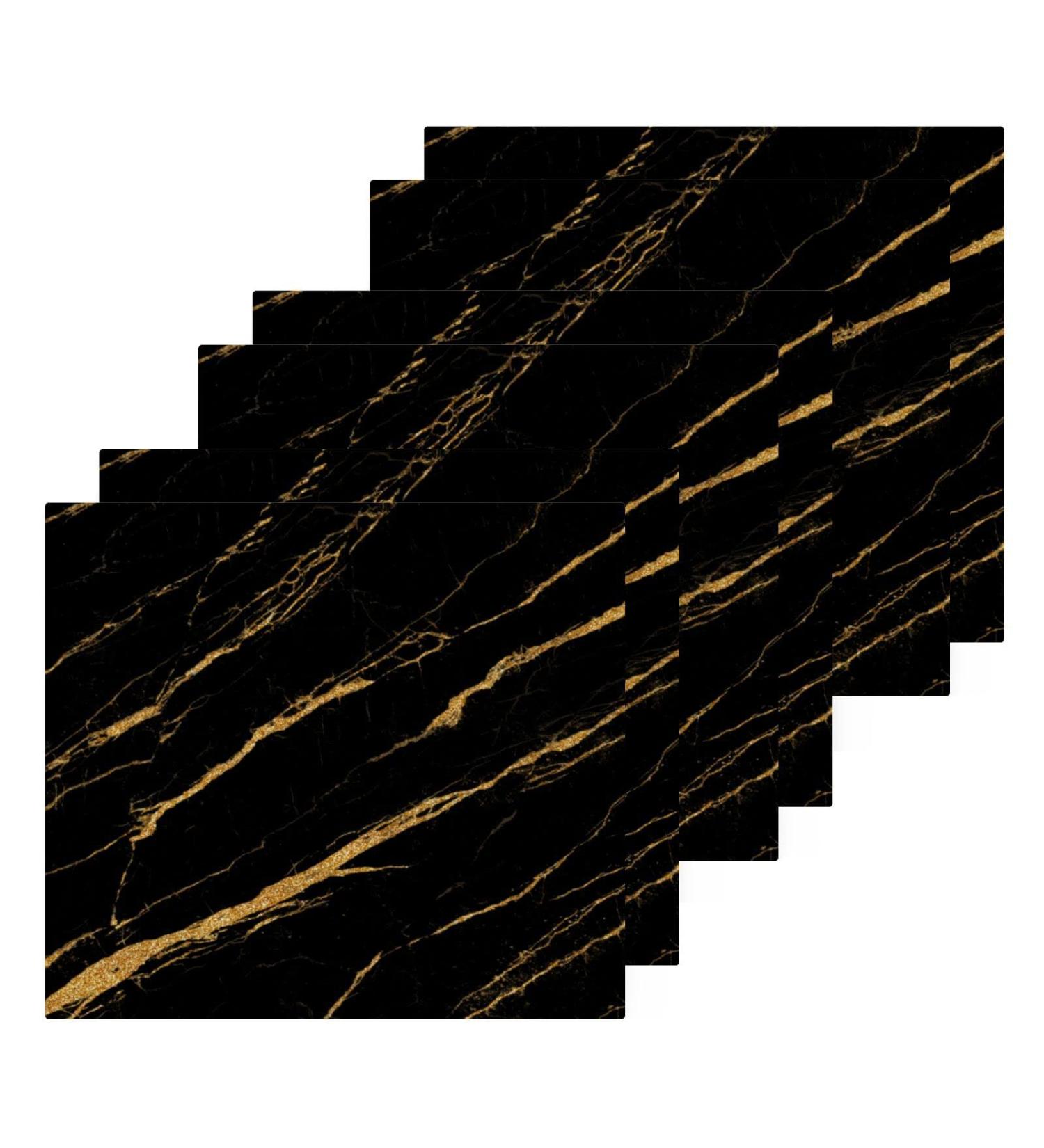 ALAZA Black Marble Gold Print Wash Cloth Set - Pack of 6 Cotton Face Cloths - Buy Online on GoSupps.com