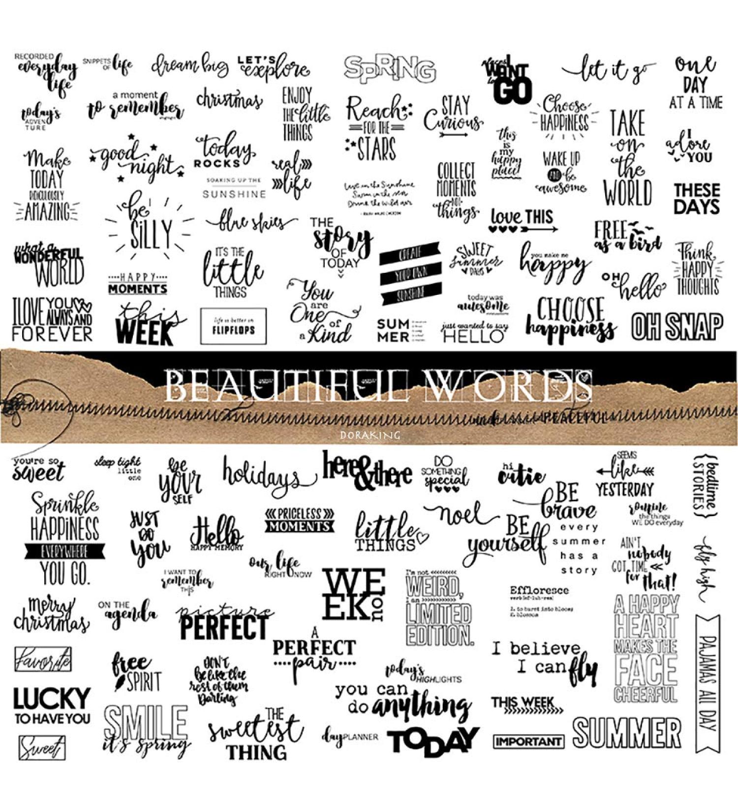 Doraking 90PCS Vintage Sweet Happiness Stickers for Laptop, Scrapbook & Windows - Unique No-Repeat Beautiful Words Stickers - Buy Online on GoSupps.com