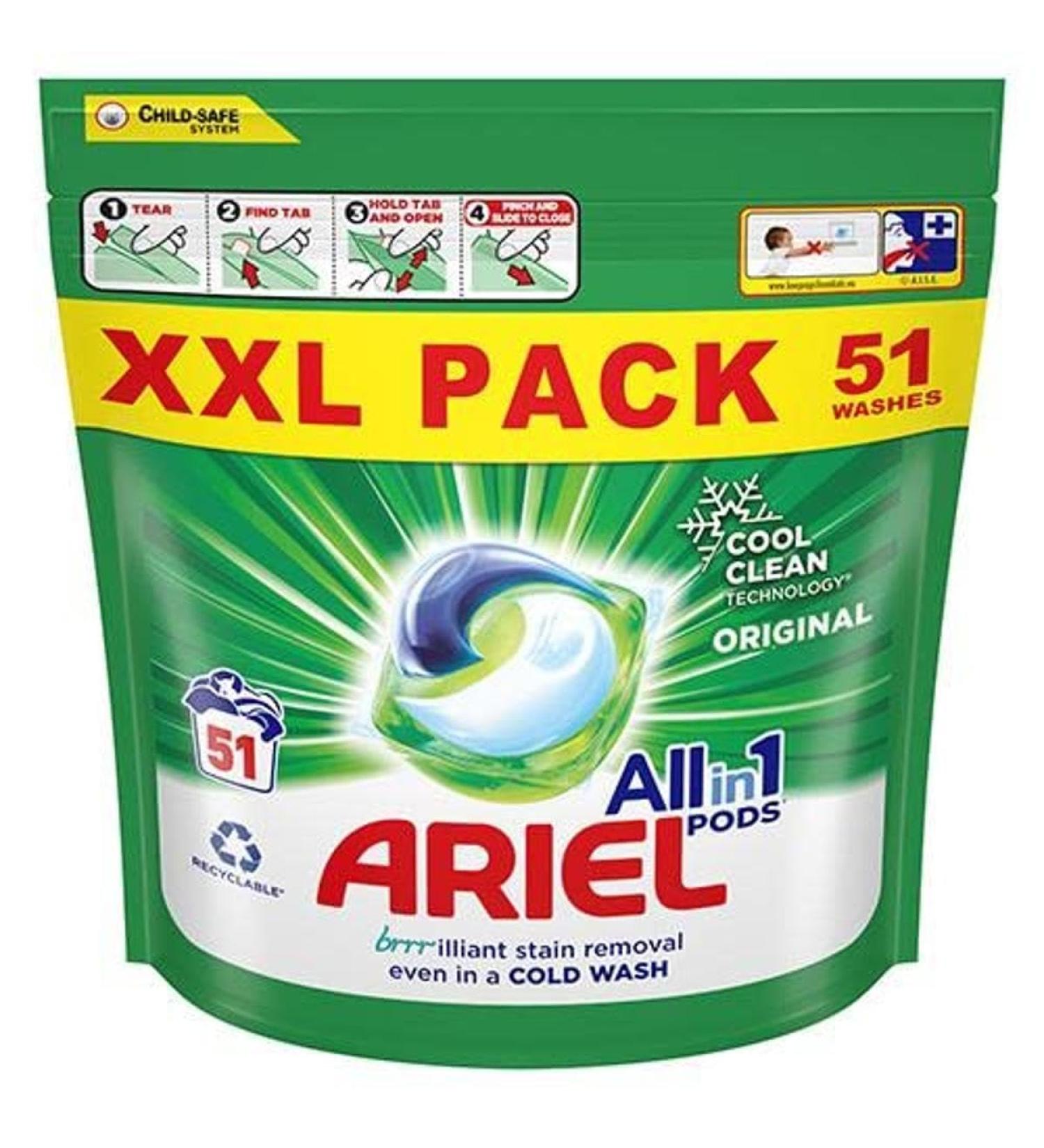 Ariel Original All in 1 Pods 51 Washes Original 51 count (Pack of 1) - Buy Online on GoSupps.com