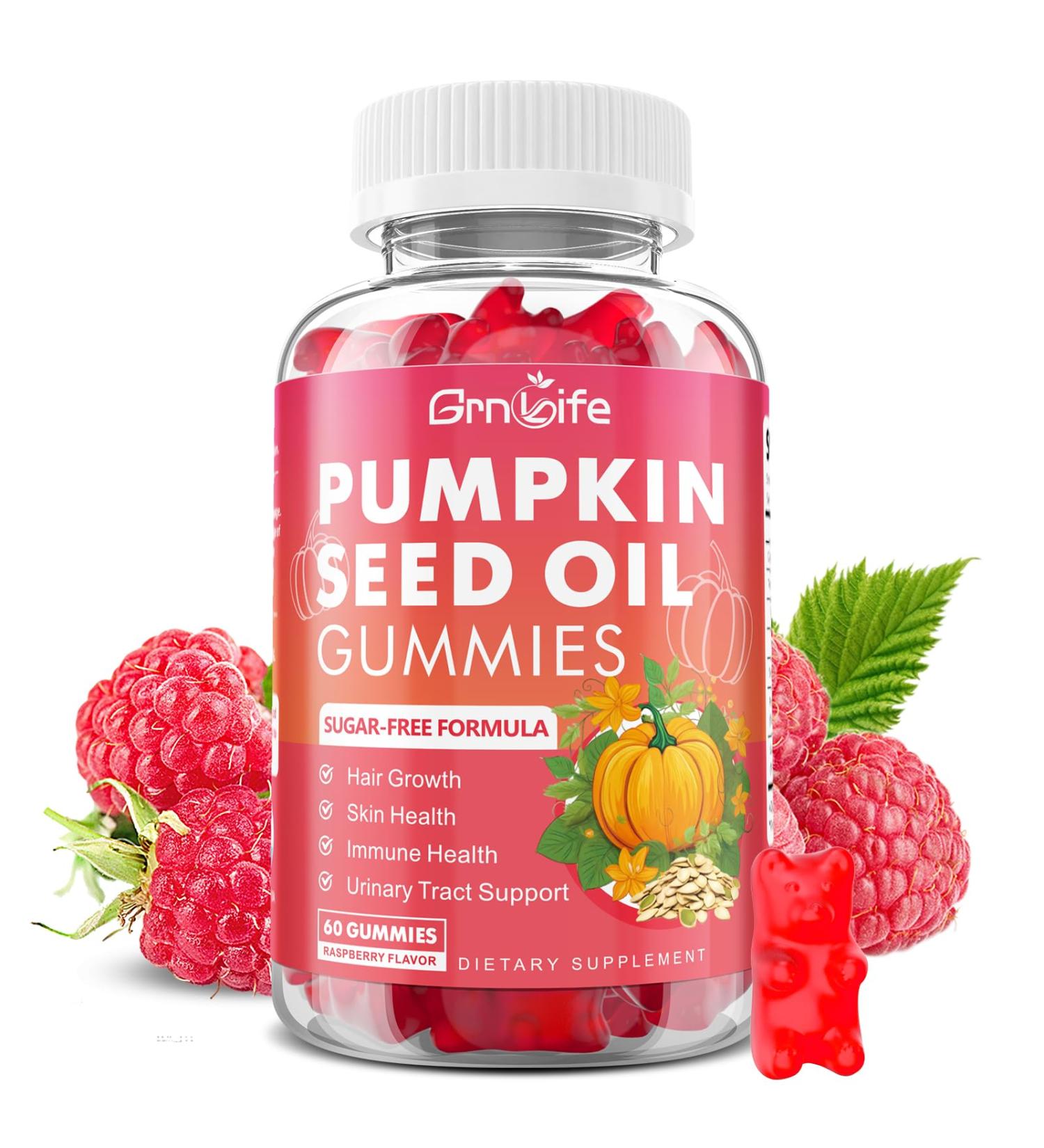 Pumpkin Seed Oil Gummies with Saw Palmetto Organic Pumpkin Seed Oil Supplement for Hair Growth & Skin Health High Pure Extract for Women Men Raspberry Flavor 60 Count 60 Count (Pack of 1) - Buy Online on GoSupps.com