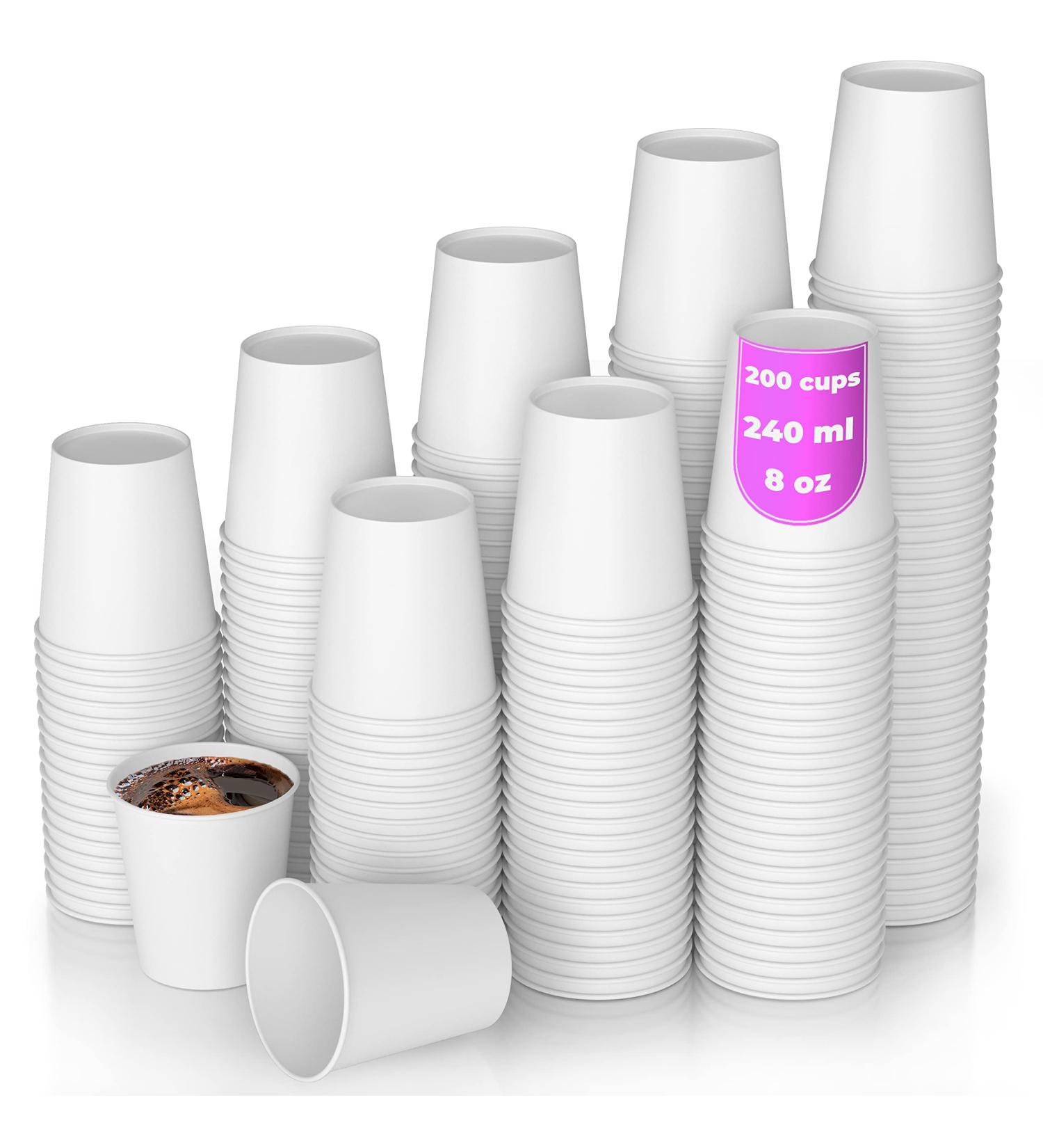 200 white paper cups 8 oz 240 ml for taking coffee with you - Buy Online on GoSupps.com