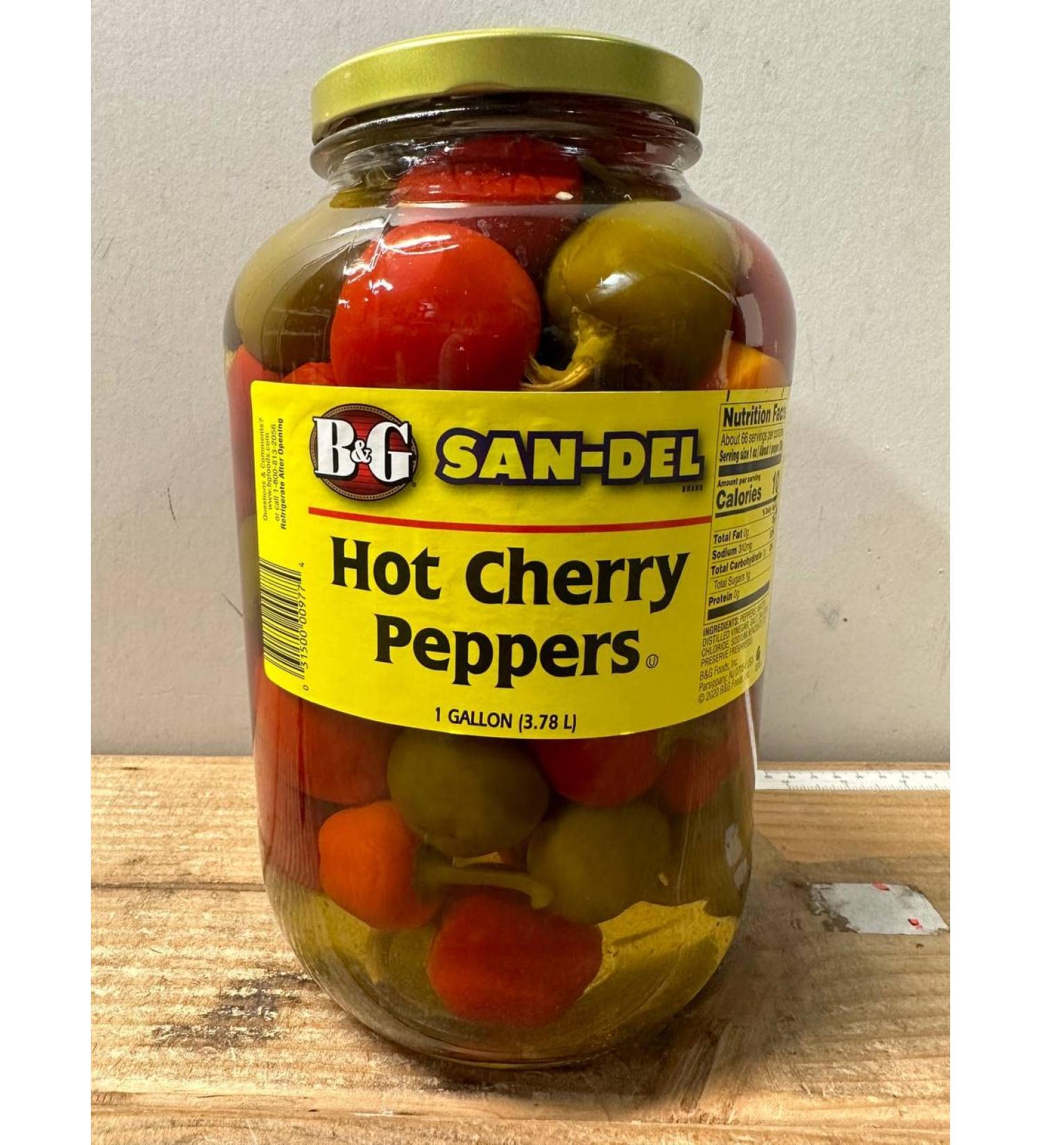 B&G San-Del Whole Cherry Peppers Hot - 1 Gallon | Spicy Pickled Peppers - Buy Online on GoSupps.com