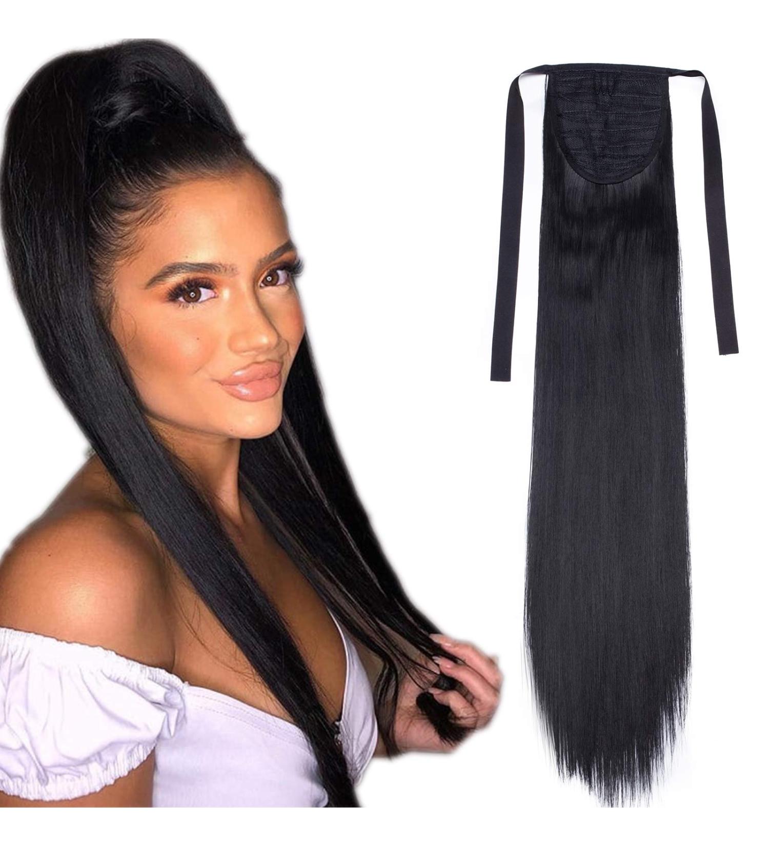 SEGO Clip-In Ponytail Extension - Realistic Straight Hairpiece 56cm 90g Black - Perfect for Instant Style! - Buy Online on GoSupps.com