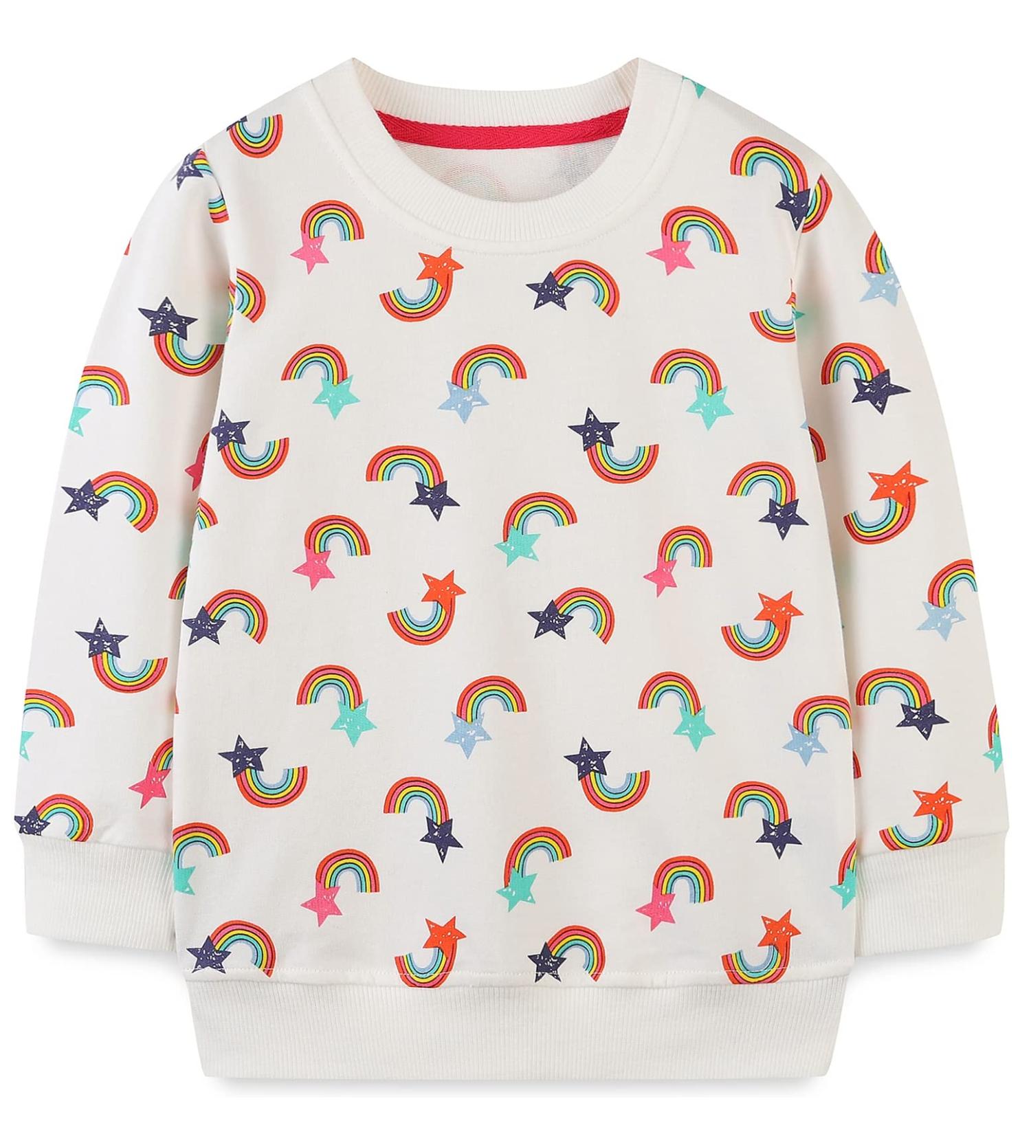 Girls Cotton Sweatshirt | Long Sleeve Casual Jumper | Toddler T-Shirt for Ages 1-12 | White | Size 4-5 Years - Buy Online on GoSupps.com