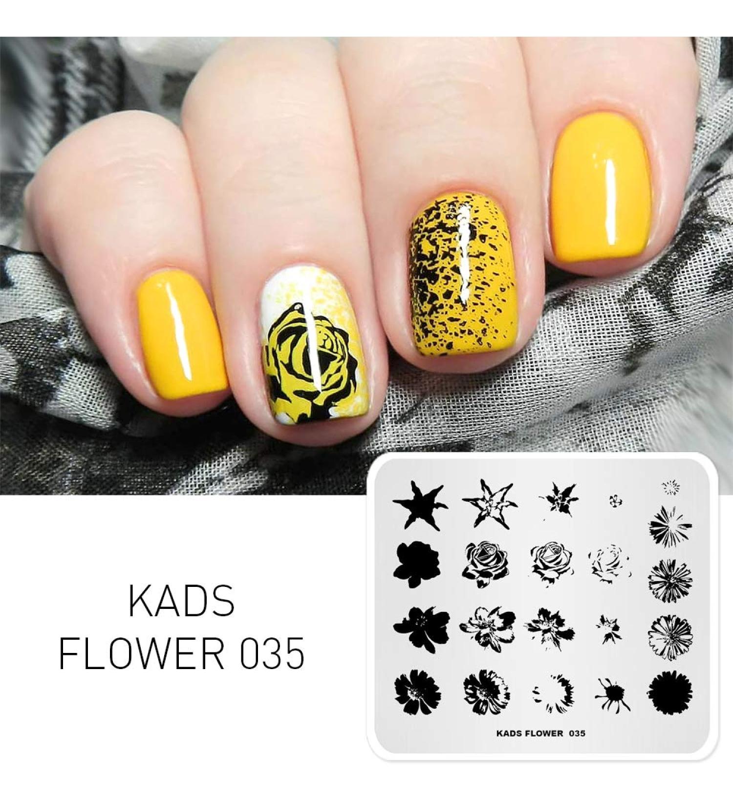 KADS Nail Stamping Plate FL035 - Flower Nature DIY Image Template for Manicure - Buy Online on GoSupps.com