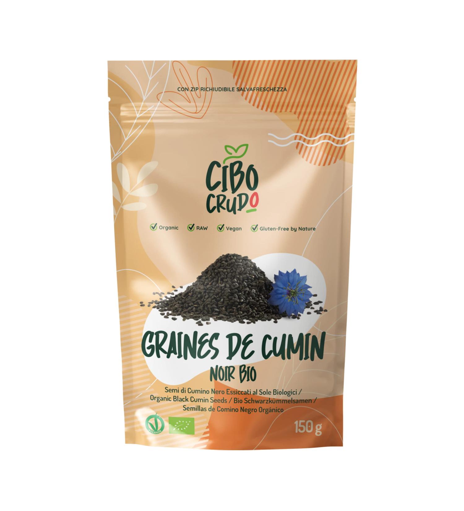 Organic Nigella Seeds - 150g. Black Cumin Seeds or Nigella Sativa Grain Cumin Seeds. Sun Dried. - Buy Online on GoSupps.com