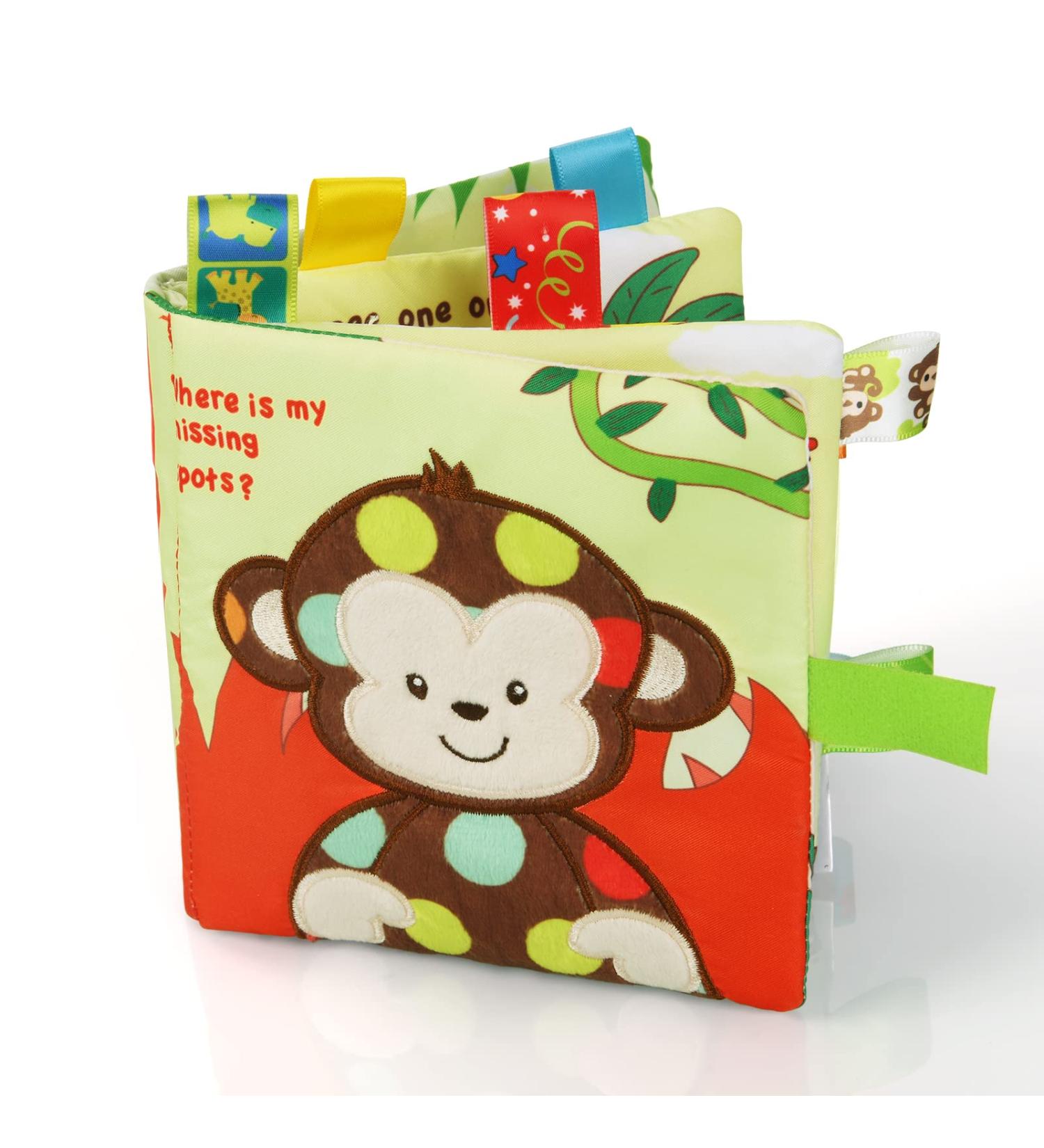 Vicloon Baby Soft Books - 3D Animals Tails Crinkle Sensory Touch and Feel Book for 0-3 Year Old Toddlers - Monkey Design - Buy Online on GoSupps.com