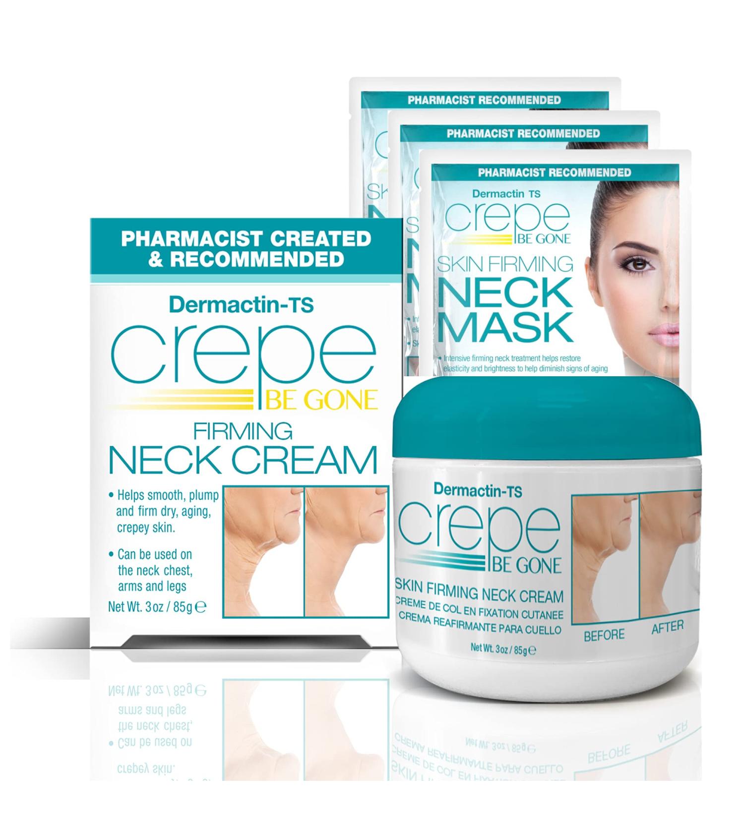 Dermactin-TS Crepe Be Gone Firming Neck and Decollete Cream 3 oz with Three (3) Firming Neck Masks Set - Buy Online on GoSupps.com