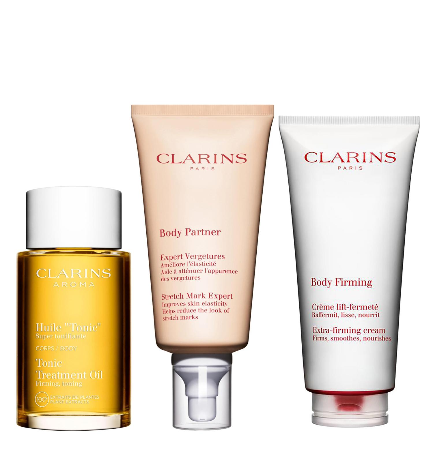 Clarins Tonic Body Treatment Oil Body Partner Stretch Mark Expert and Extra-Firming Body Cream Bundle | Stretch Mark Oil | Stretch Mark Cream for Pregnancy | Anti Aging Body Lotion - Buy Online on GoSupps.com