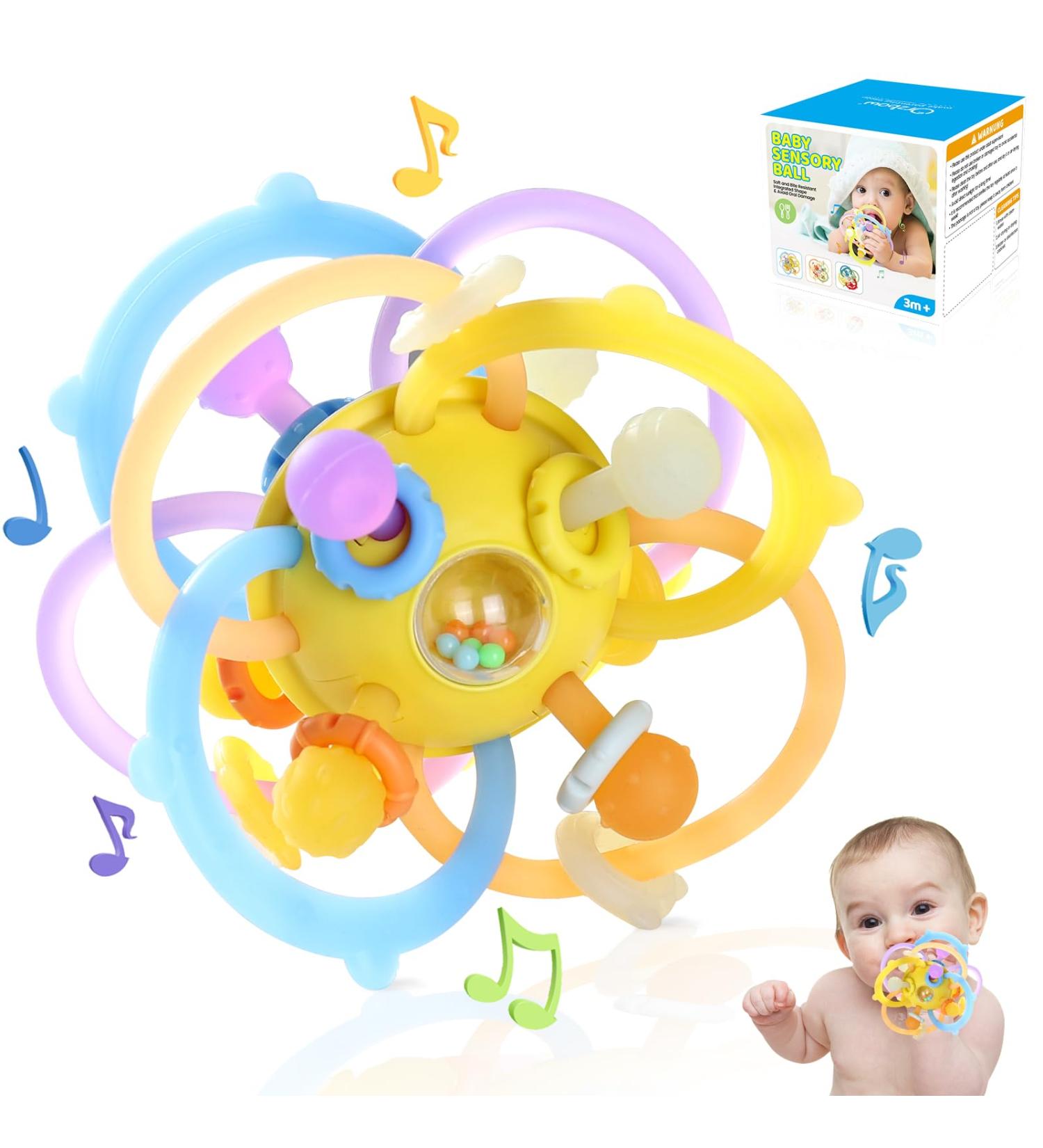 Shop Orzbow Baby Toys for 0-18 Months | Montessori Dental Aid & BPA-Free Sensory Balls in Lemon Yellow - Buy Online on GoSupps.com