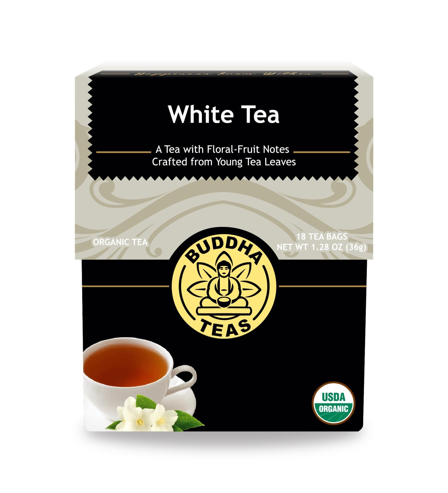 Buddha Teas Organic White Tea - 18 Bleach-Free Tea Bags | USDA & CCOF Certified, OU Kosher - Buy Online on GoSupps.com