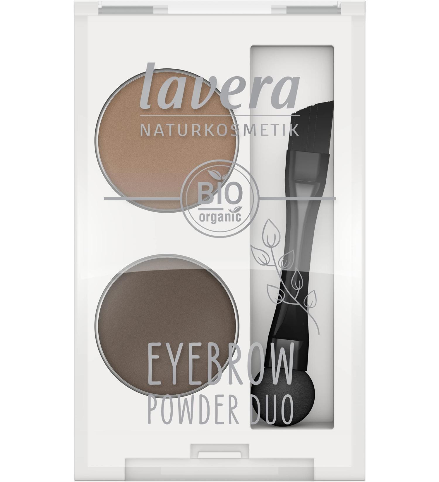 Shop Lavera Eyebrow Powder Duo | Natural Vegan Cosmetics | Talc-Free & Silicone-Free | With Organic Jojoba Oil | 2 x 0.8g - Buy Online on GoSupps.com