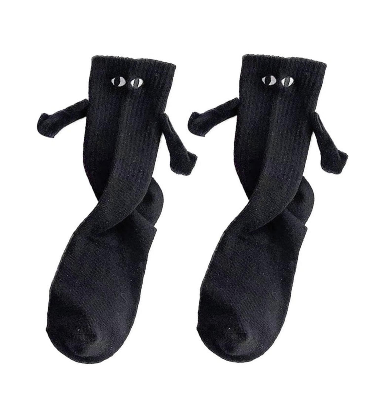 OQHAIR Couple Socks: Magnetic Hand Holding Mid Tube Cute Socks - Funny Gift for Couples - Black - Buy Online on GoSupps.com