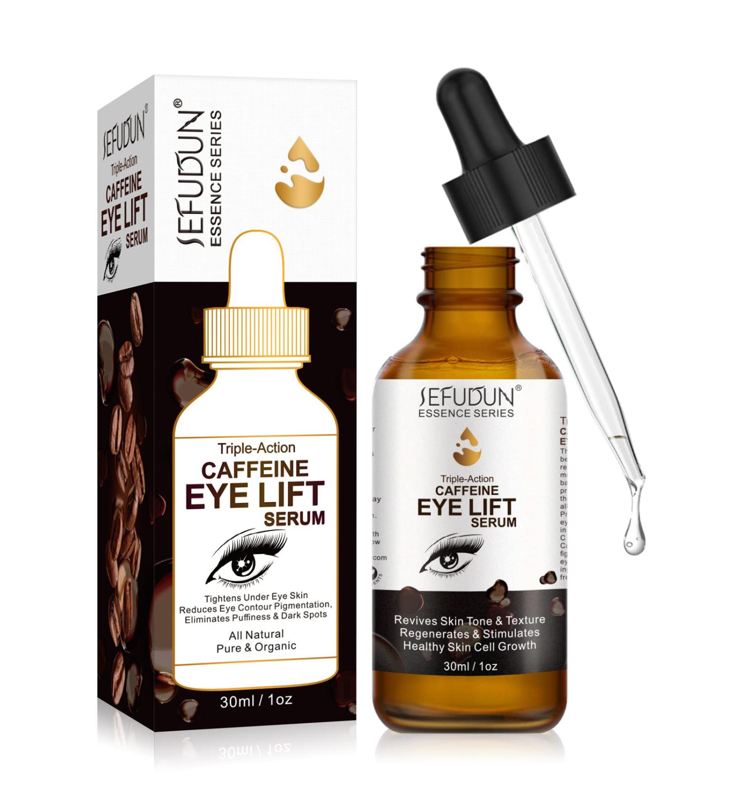 Caffeine Eye Serum with Vitamin C, Hyaluronic Acid & Collagen - 1 oz / 30ml - Reduce Puffiness, Dark Circles & Under Eye Bags - Buy Online on GoSupps.com