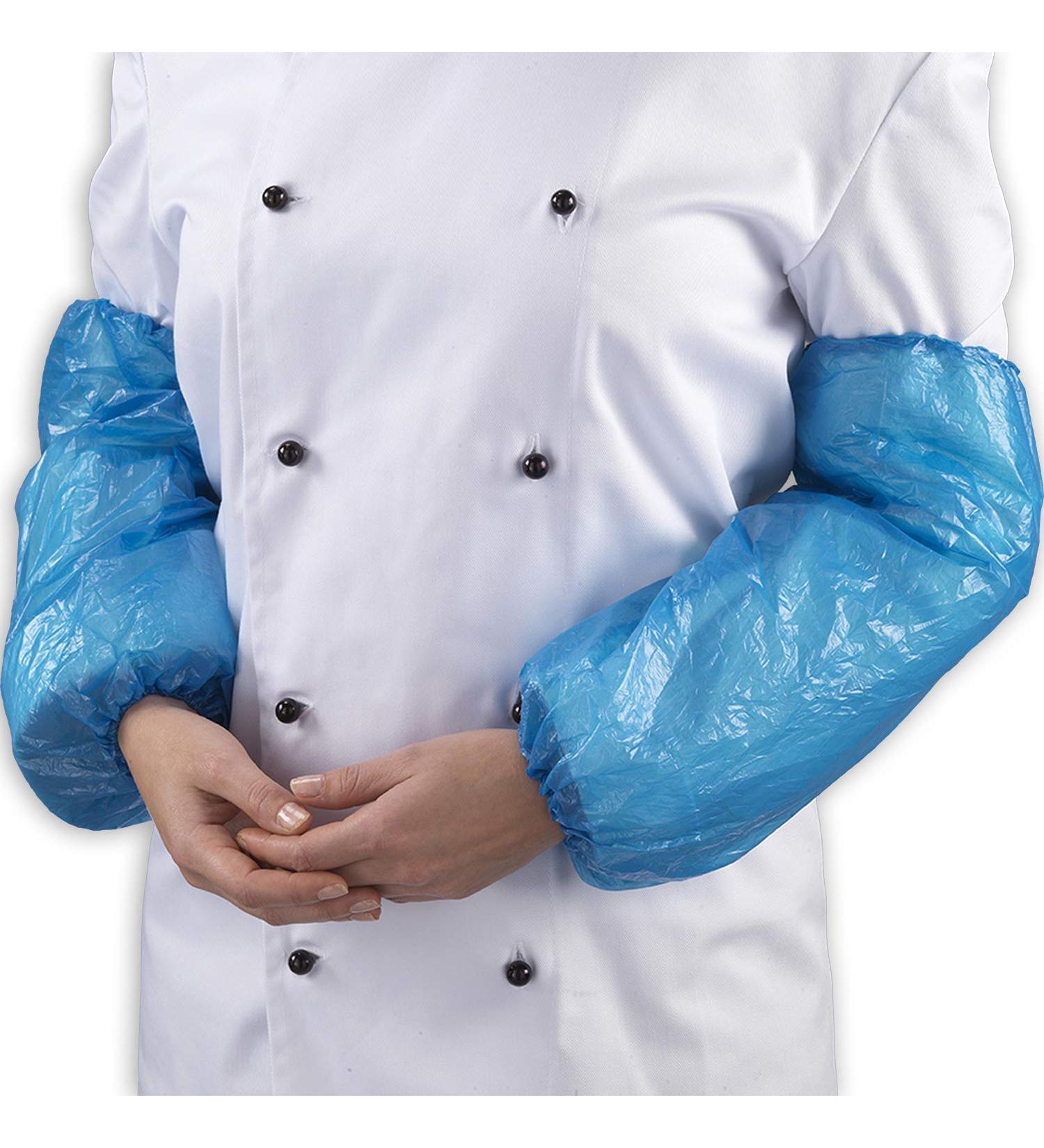 40 x Simply Direct Blue Poly Polythene Disposable Latex Free Oversleeves with Elastic Cuffs (40cm x 40cm - 15.7" x 15.7") 40 Blue
