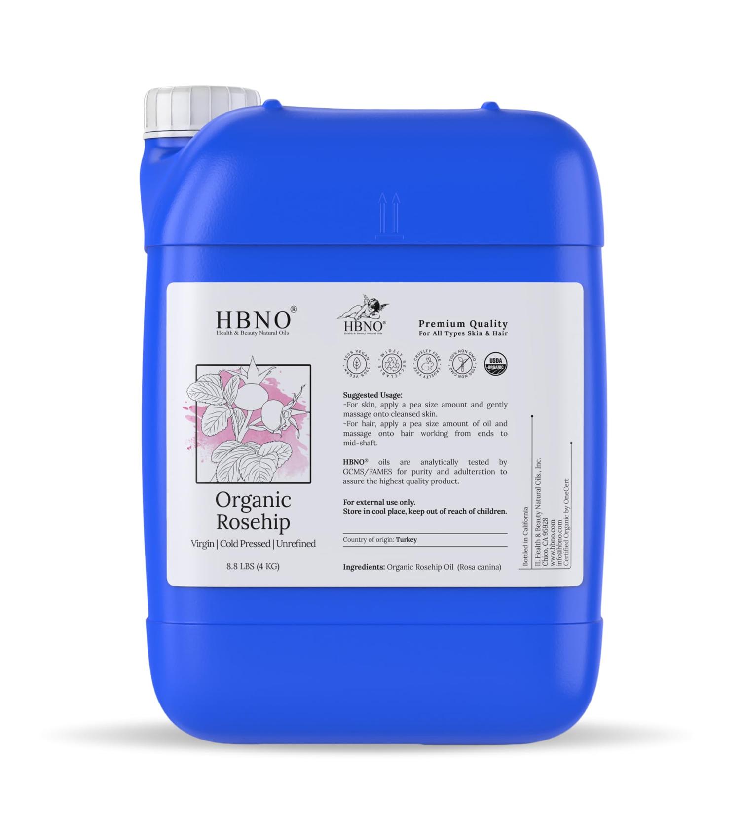 HBNO Organic rosehip oil- 8.8 lbs (4kg) - Ideal for Shampoos Conditioners Lip balms Face wash Lotions and Skin care products. - Buy Online on GoSupps.com