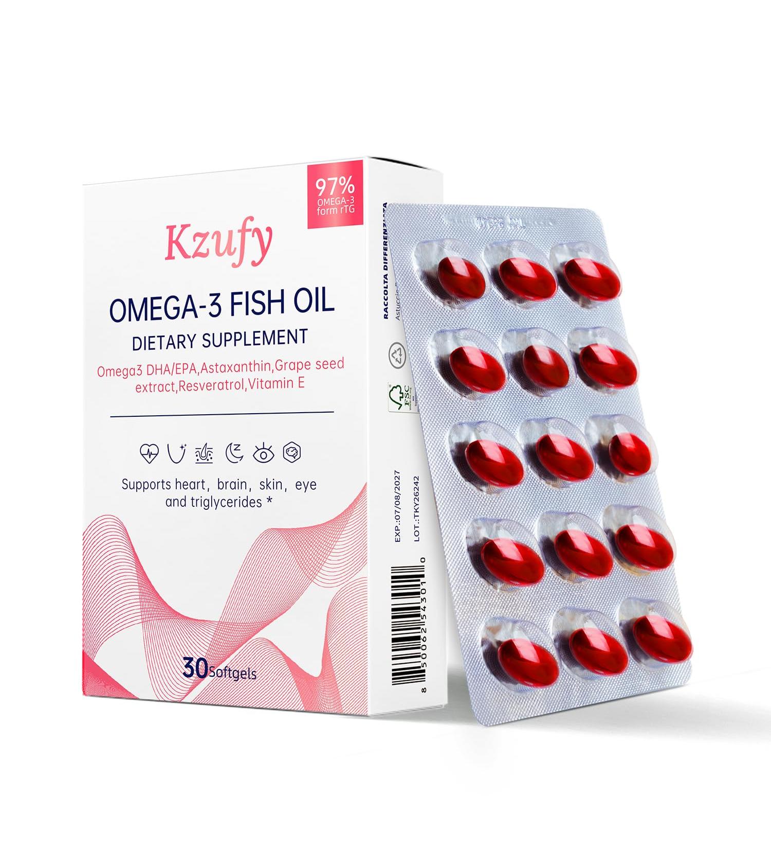 Kzufy Kids Omega-3 Fish Oil 2500mg Brain & Immune Support with PS Choline & Lutein Gluten-Free 30 Softgels - Buy Online on GoSupps.com