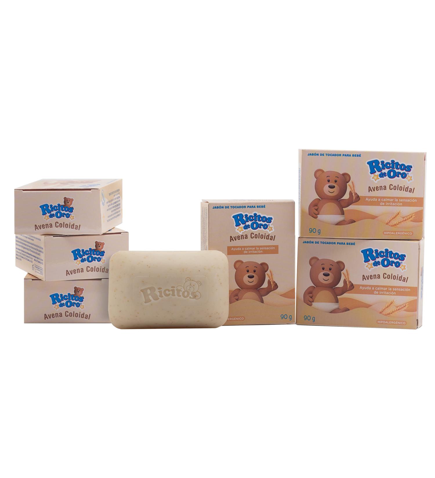 Ricitos de Oro Oat Bar Soap 6-Pack - Hypoallergenic Baby Soap with Oat for Moisturizing Delicate Skin - Oat Blossom Scent - 6 Bar Soaps - Buy Online on GoSupps.com
