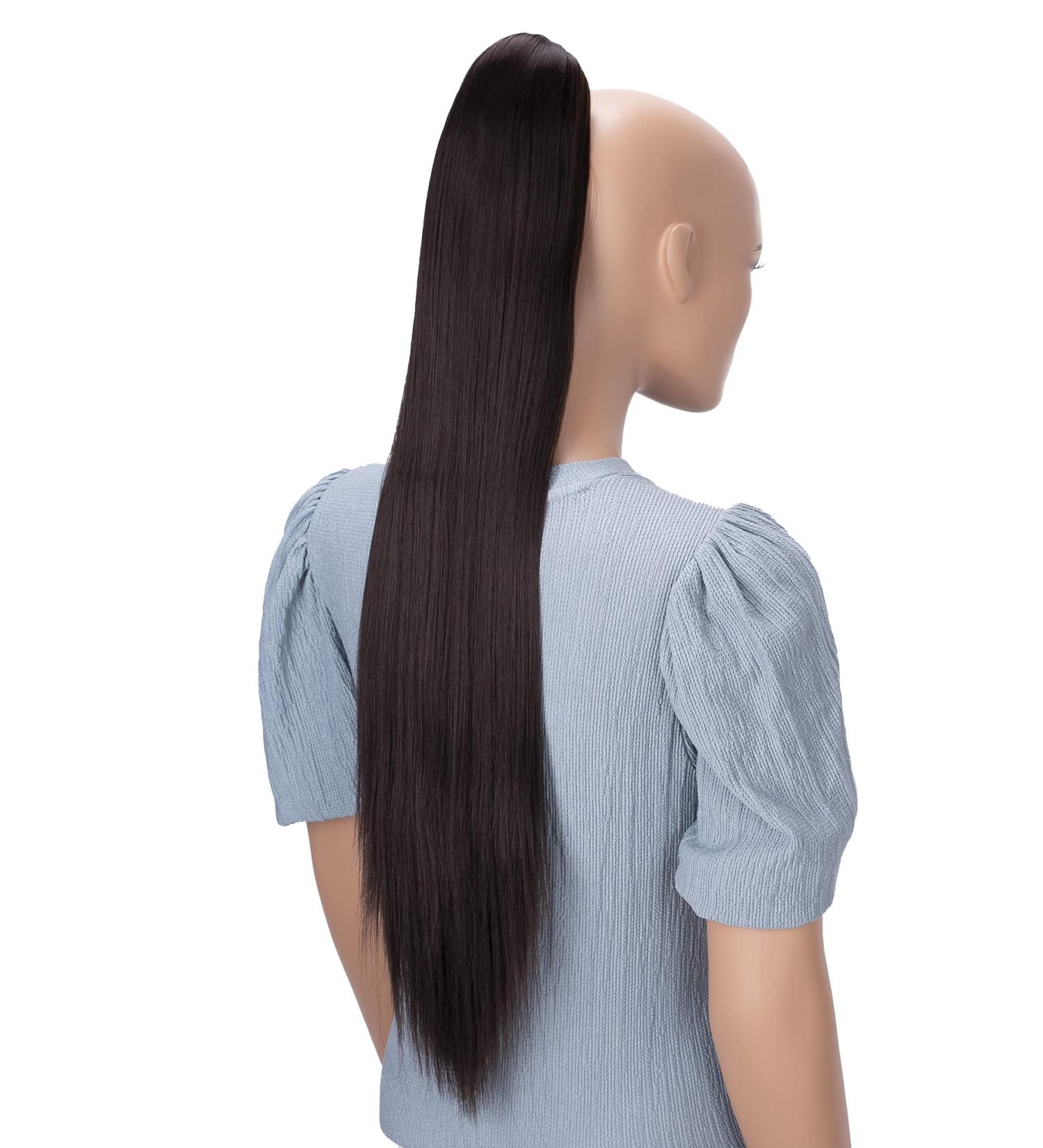 CAISHA 28 Extra Long Straight Ponytail Hairpiece | Heat-Resistant Synthetic Fibres | Chocolate Brown #4 | H75 - Buy Online on GoSupps.com
