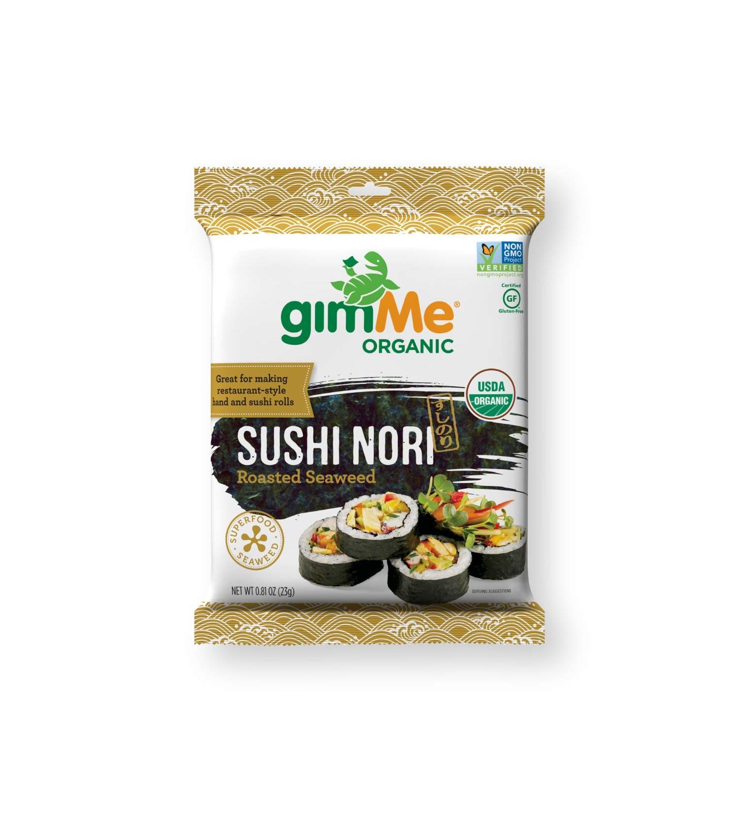 gimMe Organic Roasted Seaweed Sushi Nori Sheets - 9 Sheets (0.81 oz) - Perfect for Sushi Making - Buy Online on GoSupps.com
