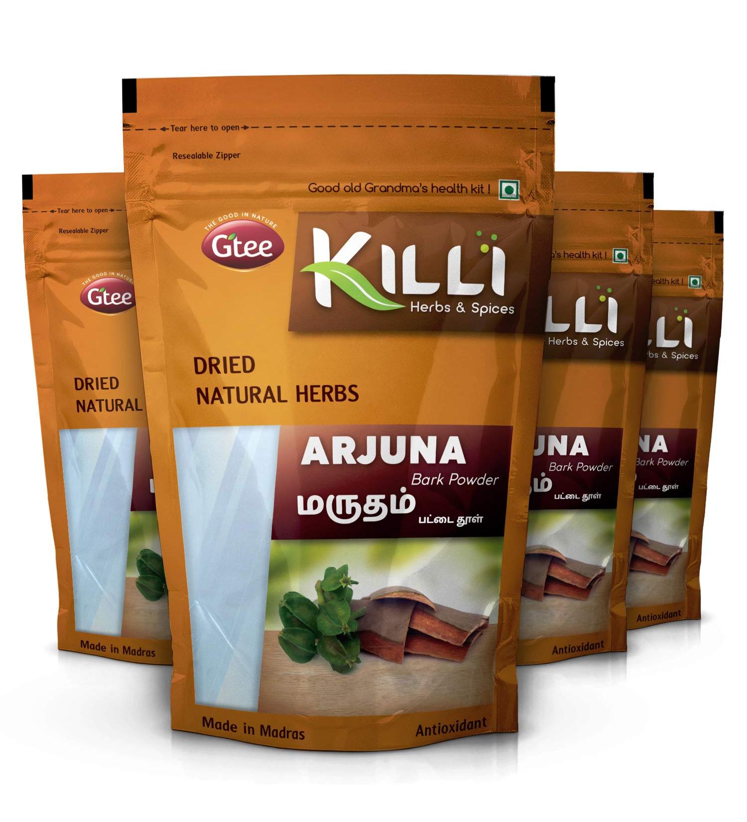 KILLI Arjuna | Marutham | Terminalia arjuna | Arjun Bark Powder 100g (Pack of 4) - Buy Online on GoSupps.com