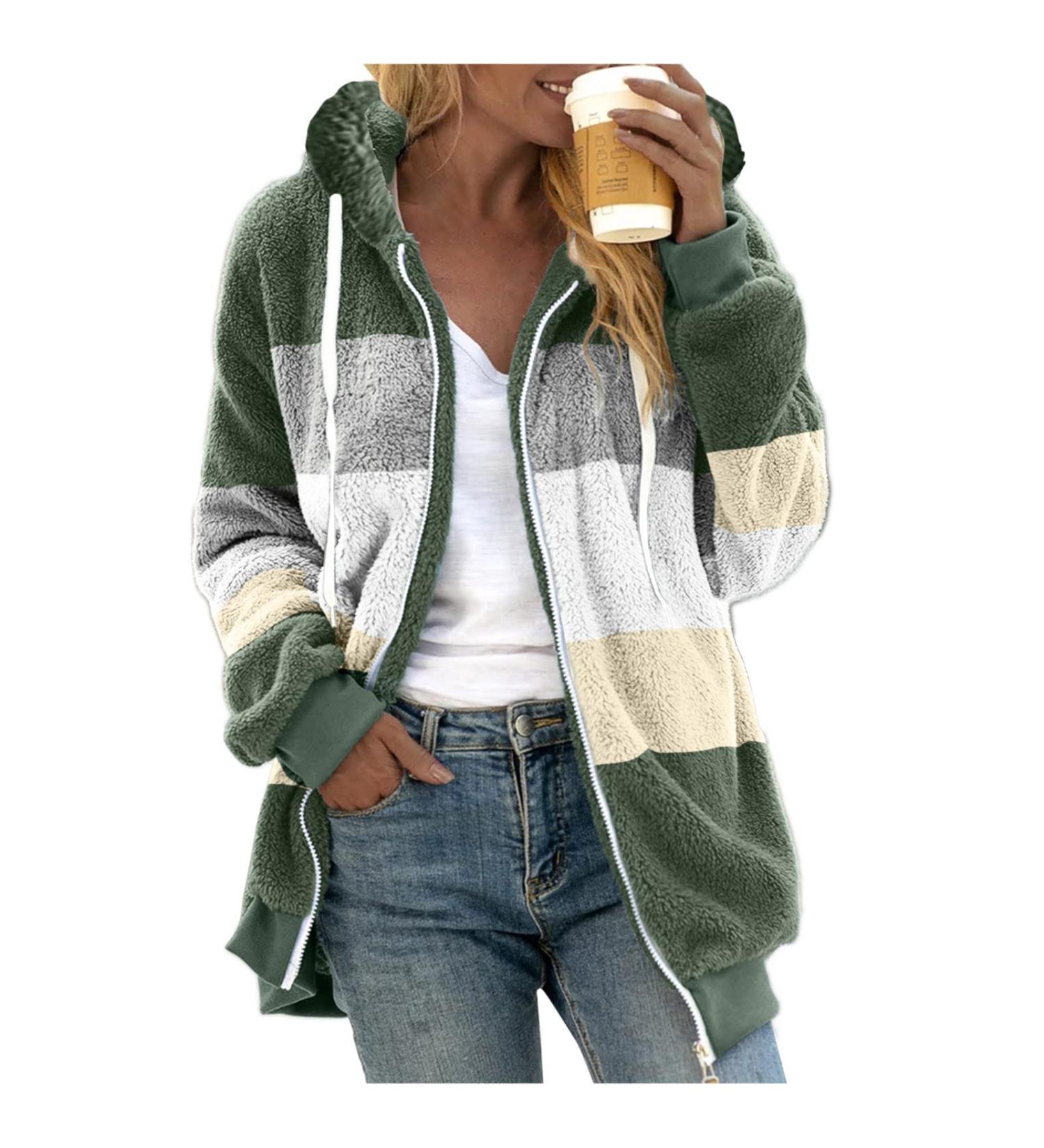 Shop Hanxiulin Oversized Plush Hoodie Jacket - Warm Women's Winter Coat & Fleece Sweater in XL Green - Buy Online on GoSupps.com