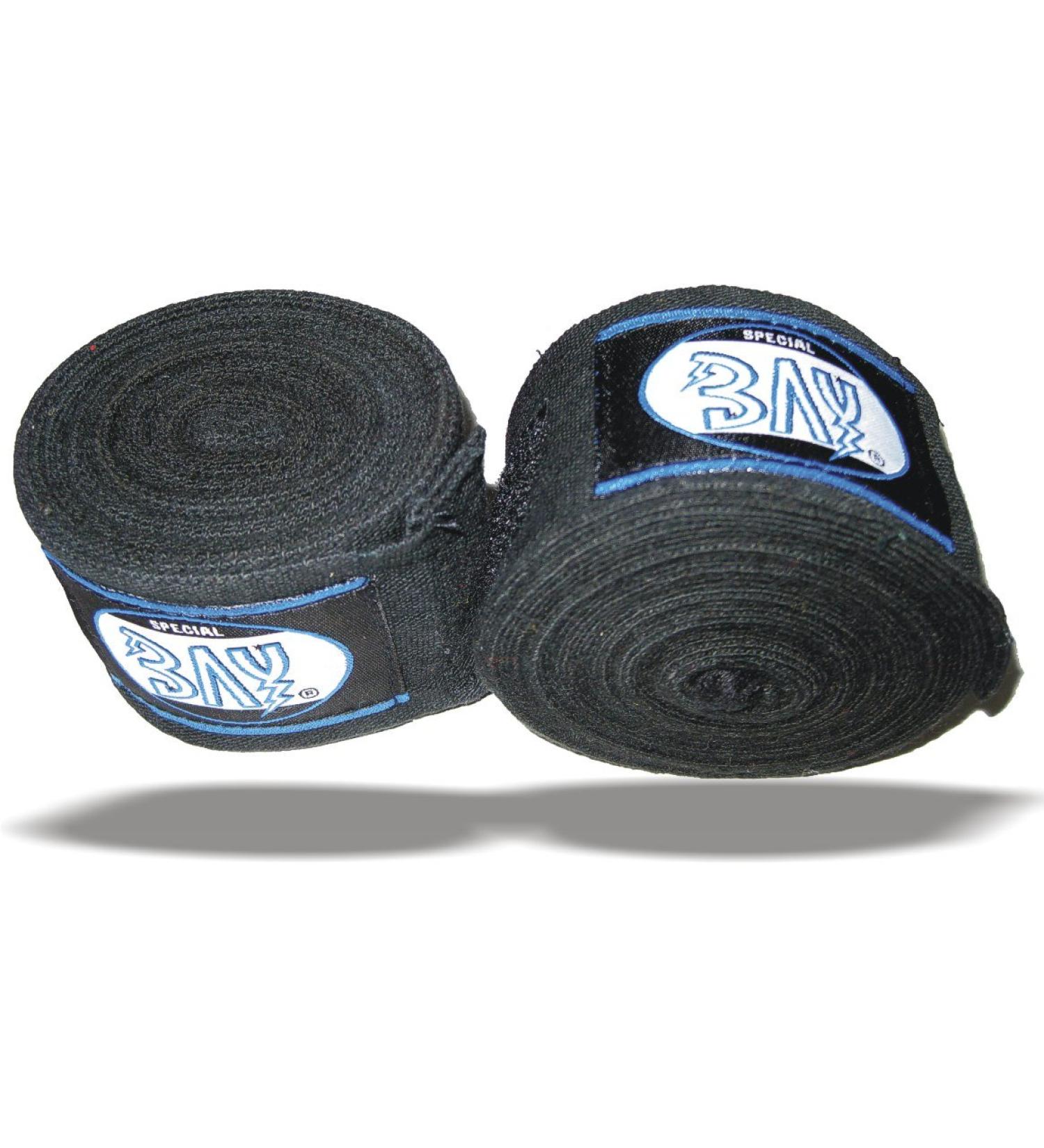BAY Basic 2.5m Boxing Bandages - Black Elastic Pair with Wrapping Instructions | Premium Quality - Buy Online on GoSupps.com