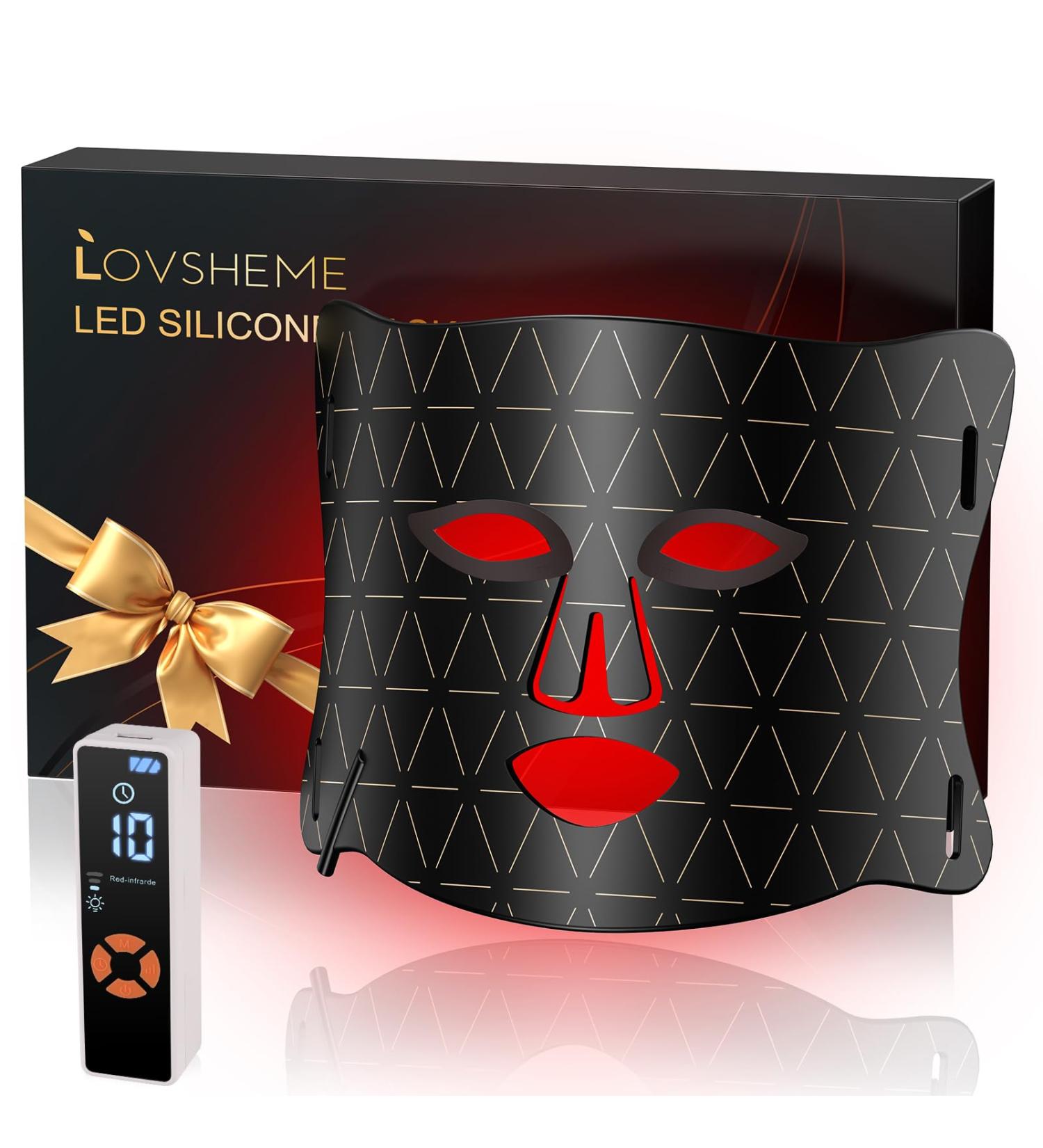 Lovsheme LED Face Mask - Professional Grade Skincare at Home FDA Approved Red Light Therapy Mask for Acne Wrinkles and Skin Rejuvenation 3 Light Modes Remote Control Includes Eye Protection - Buy Online on GoSupps.com