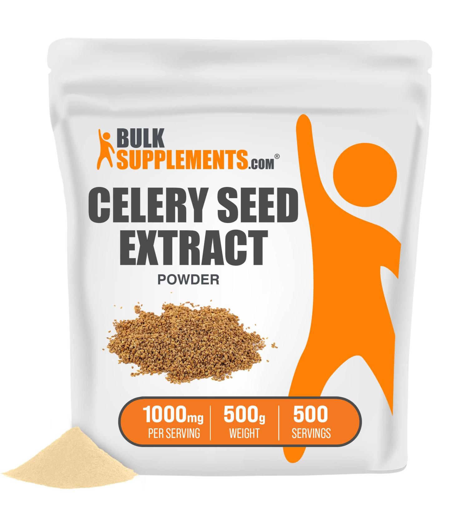 BulkSupplements Celery Seed Extract Powder - 1000mg per Serving - Herbal Supplement - 500g (1.1 lbs) - Pack of 1 - Buy Online on GoSupps.com