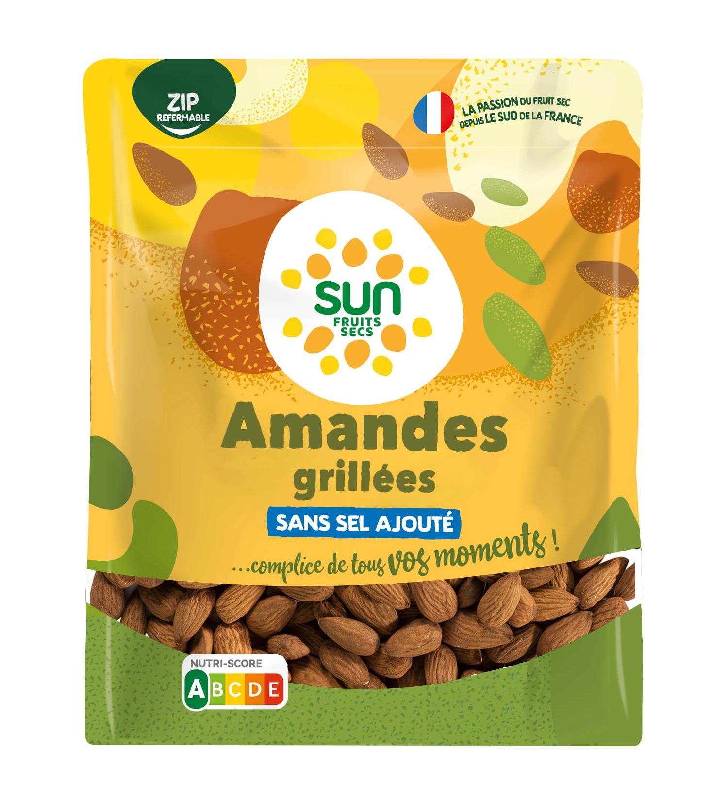 SUN - Shelled Grilled Almonds 300 g - 100% Natural - Salt Free - Roasted Almonds - Ideal for Snacking, Aperitif or C
