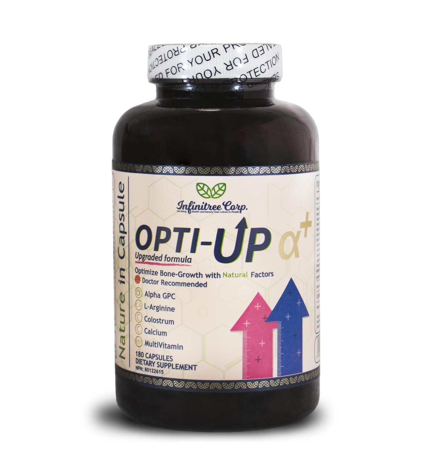Opti-Up Alpha Plus - Growth & Immune Support for Children Kids & Teens with Colostrum Calcium L-Arginine Collagen - 180 Capsules (60 Day Supply) - Made in Canada - Buy Online on GoSupps.com