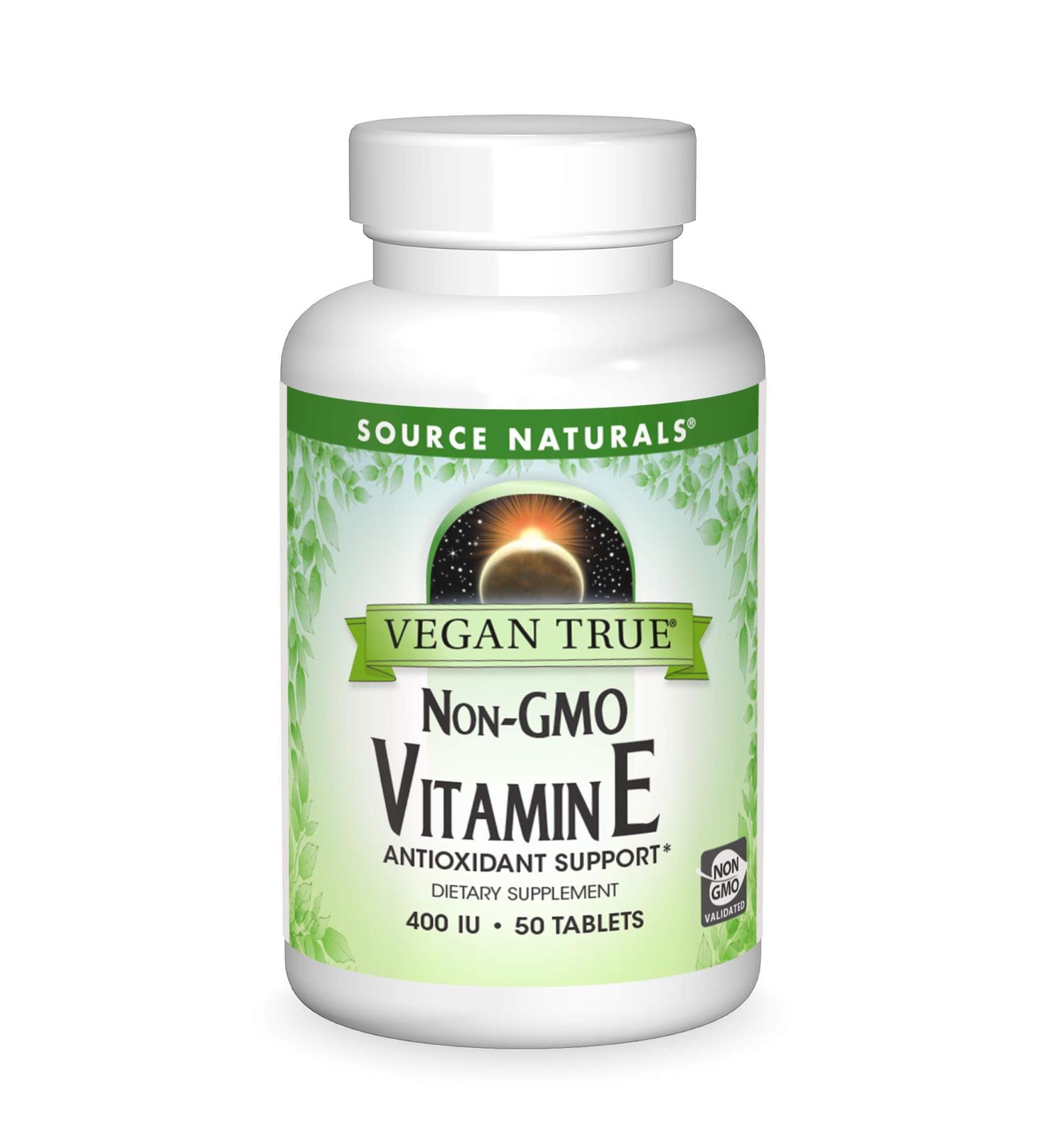 SOURCE NATURALS Vegan True Non-GMO Vitamin E 400 IU 50ct Tablet - Buy Online on GoSupps.com