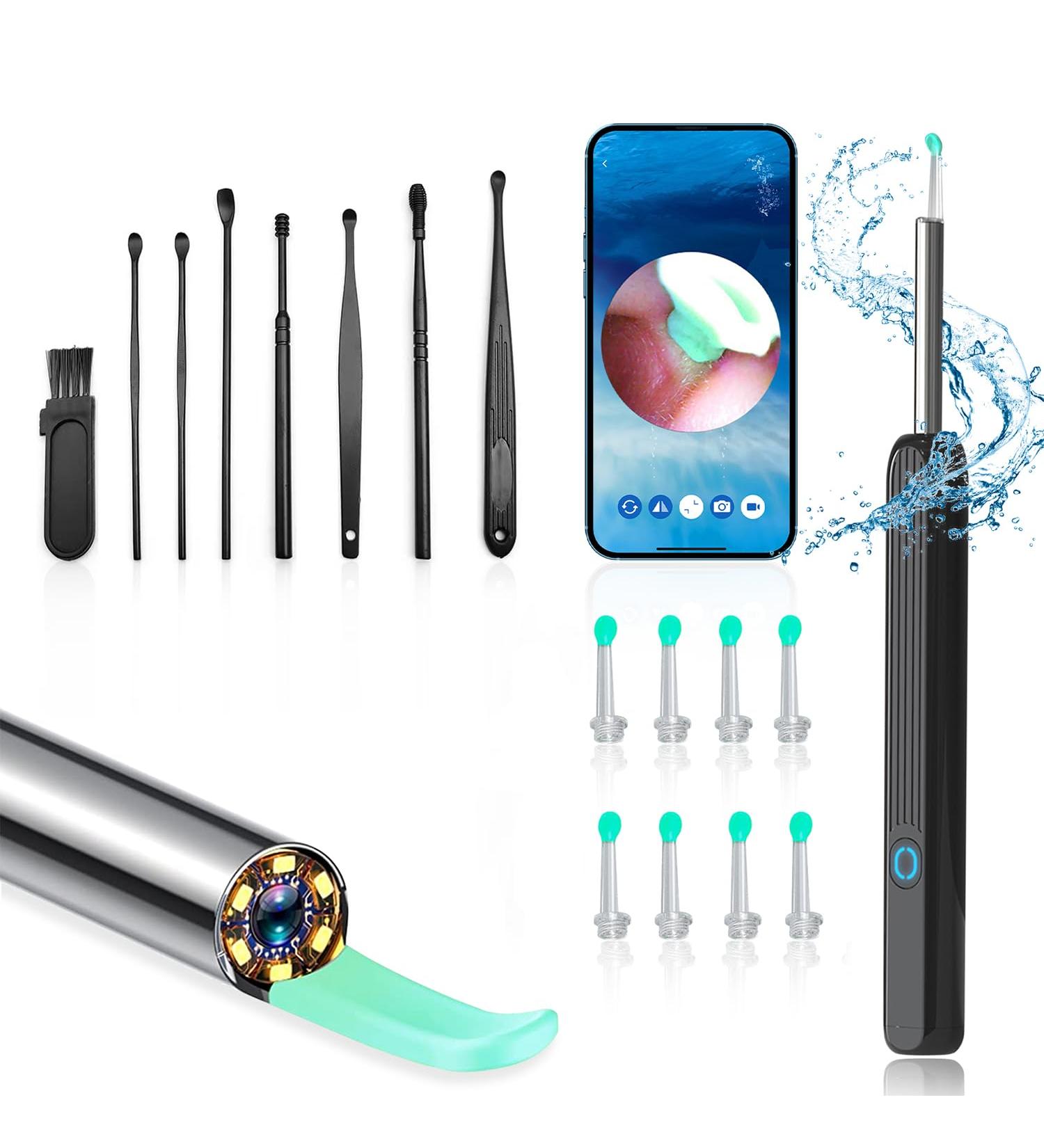 AVM NE3 Ear Wax Removal Kit - 1296p HD Wireless Endoscope with App Control & 8 Cleaning Tools for Kids Adults & Pets - IPX7 Waterproof - iOS & Android Compatible (Black - Buy Online on GoSupps.com