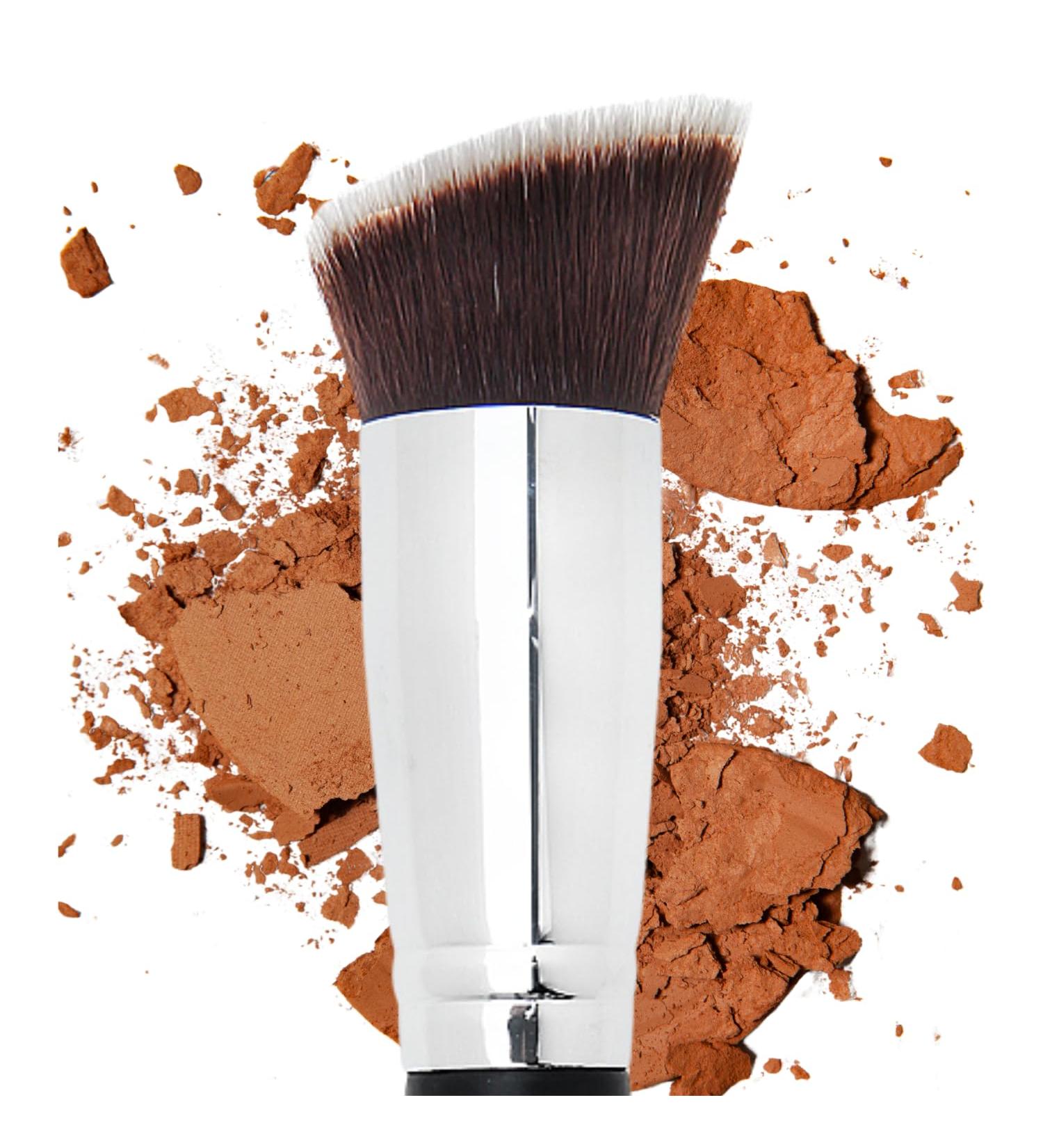 Contour Brush Bronzer & Blush Brush - Flat Angled Kabuki for Face | Dense Synthetic Bristles for Blending & Stippling - Perfect for Cream & Liquid Makeup - Buy Online on GoSupps.com